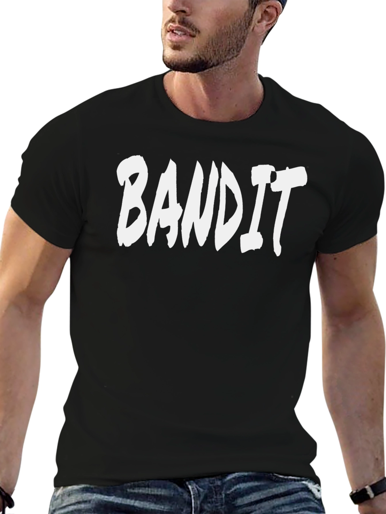 Bandit Graphic Tee - Black Cotton T-Shirt