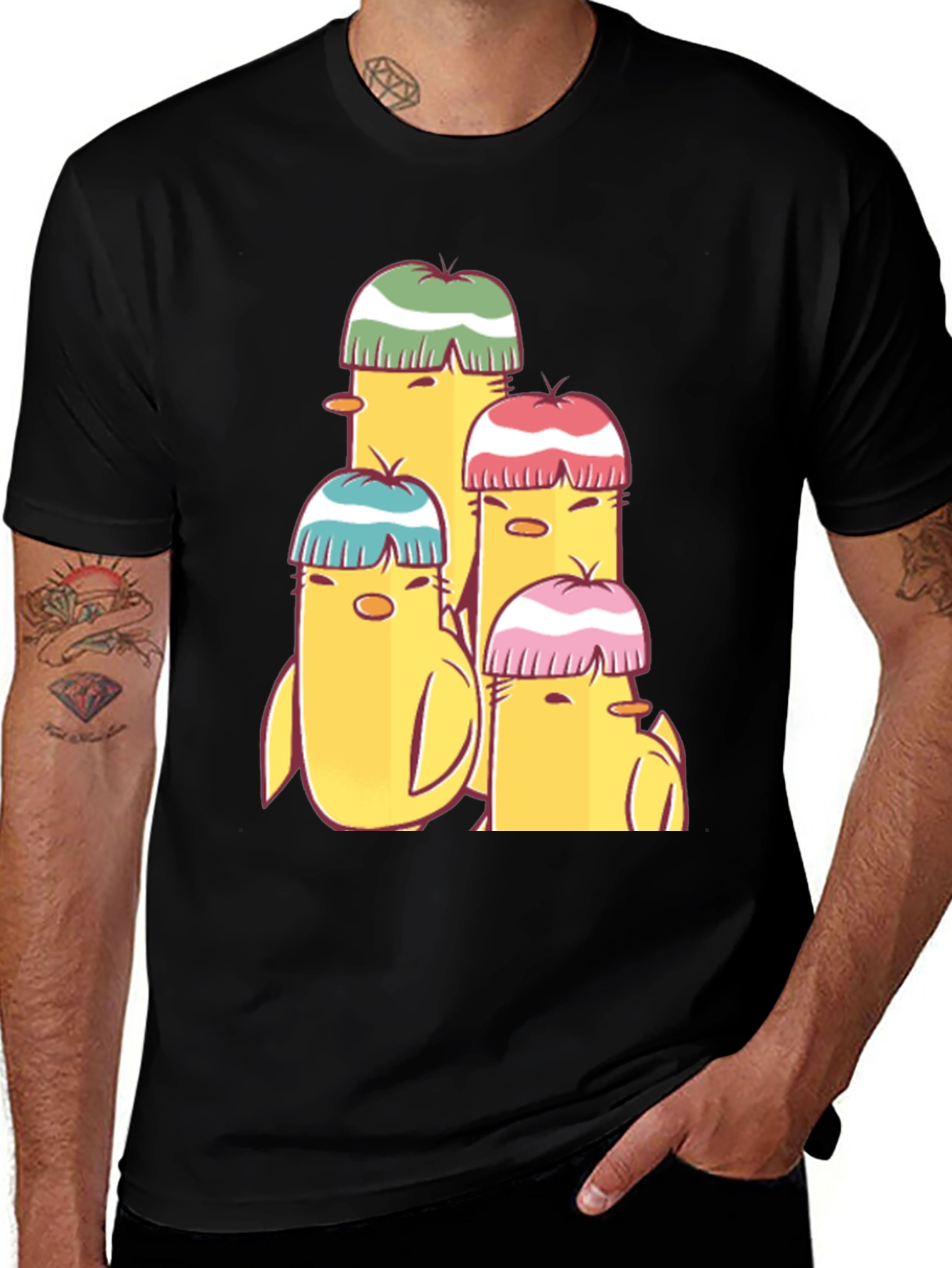 Cute Cartoon Chick T-Shirt - Black