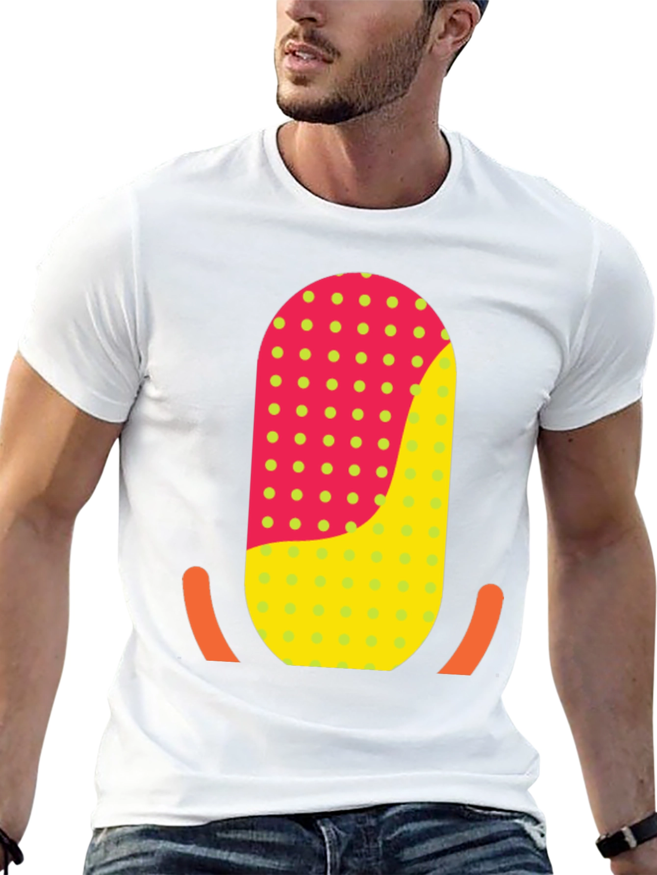 Funky Retro T-Shirt with Geometric Graphic Print