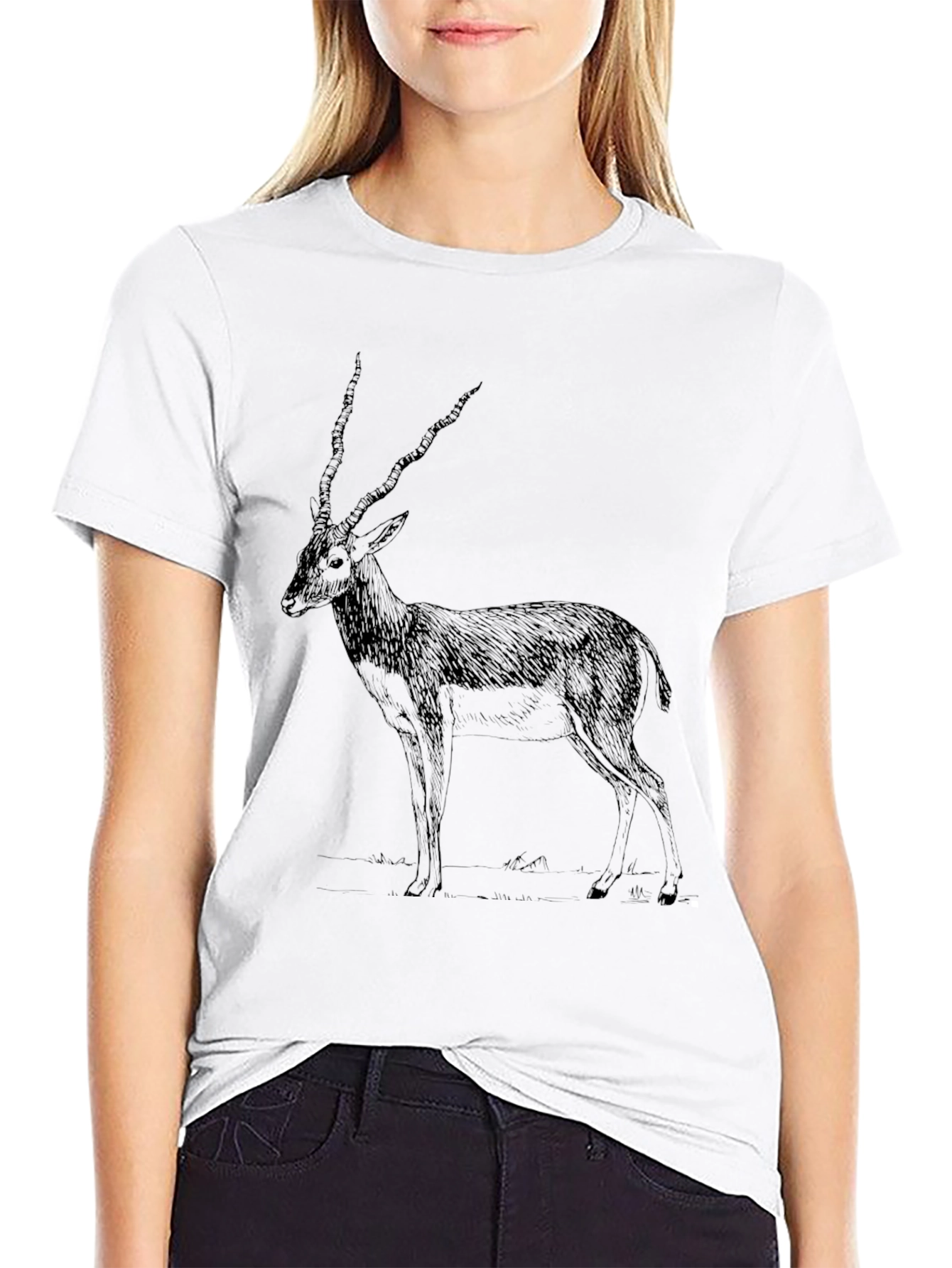 Antelope Graphic Print Black T-Shirt