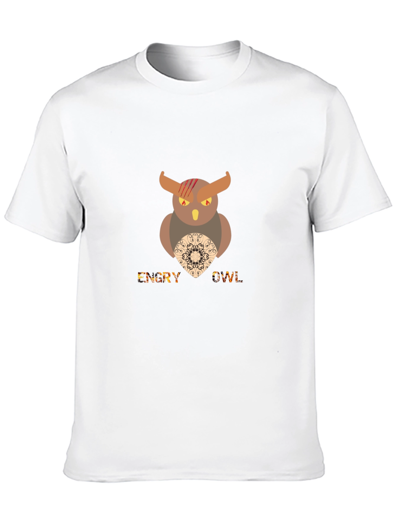Mens Black Graphic T-Shirt - Angry Owl Design