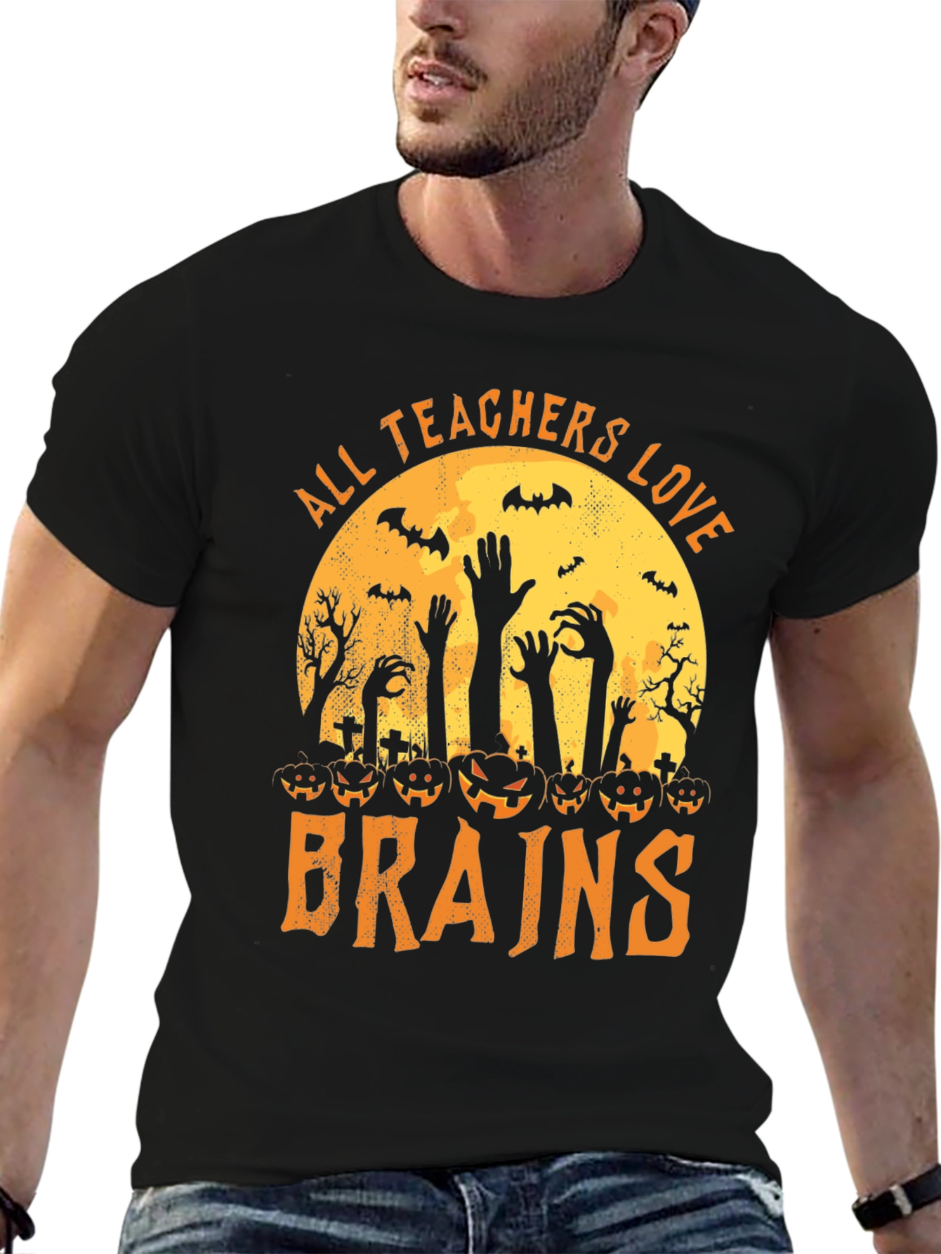 All Teachers Love Brains Halloween Graphic Tee