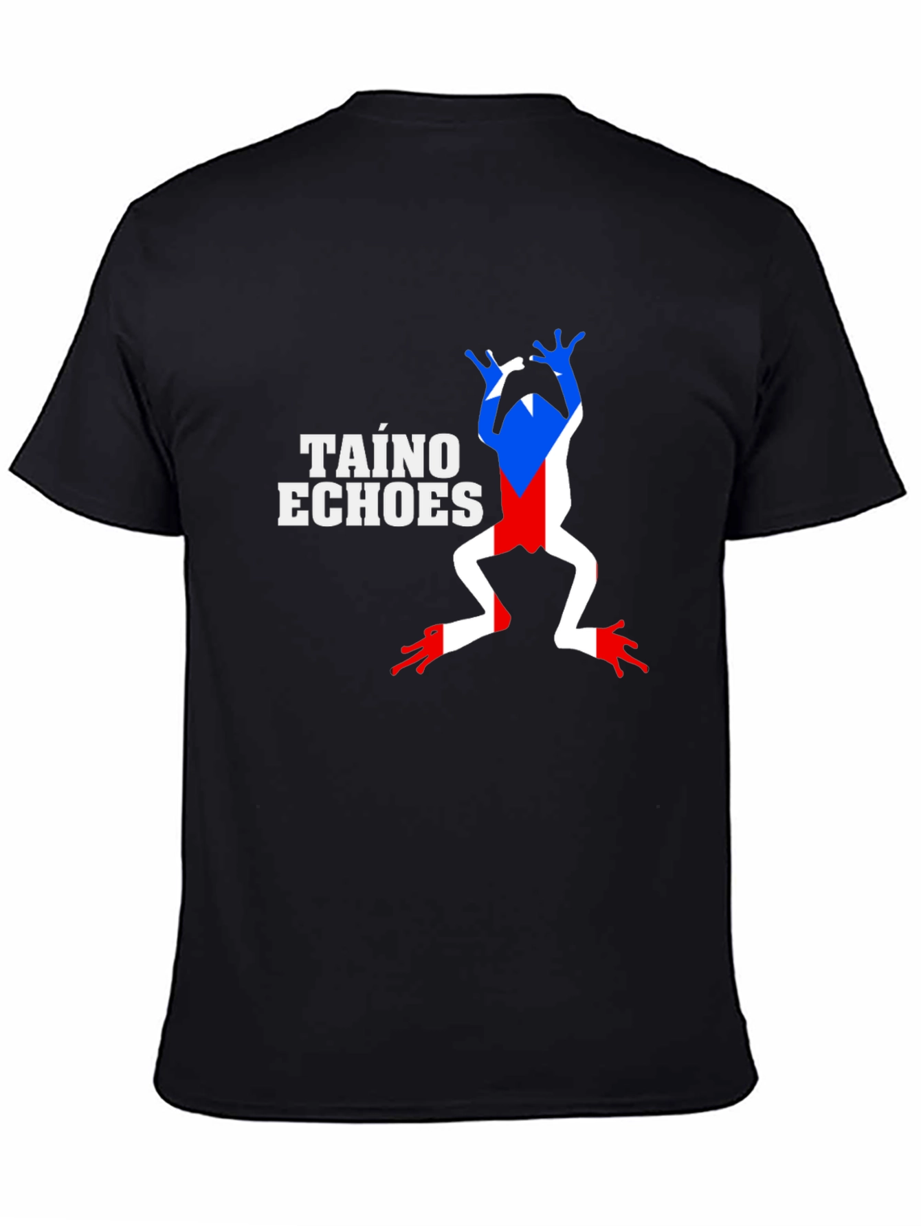 Taino Echoes Puerto Rico Flag Frog Black T-Shirt