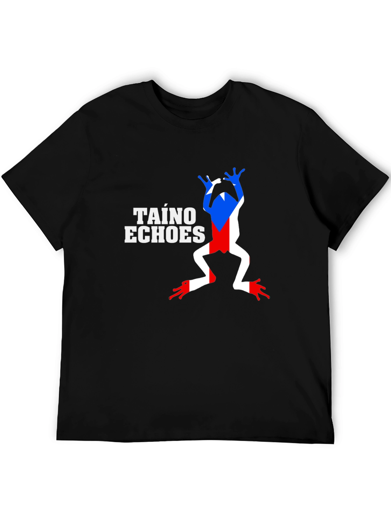 Taino Echoes Puerto Rico Flag Frog Black T-Shirt