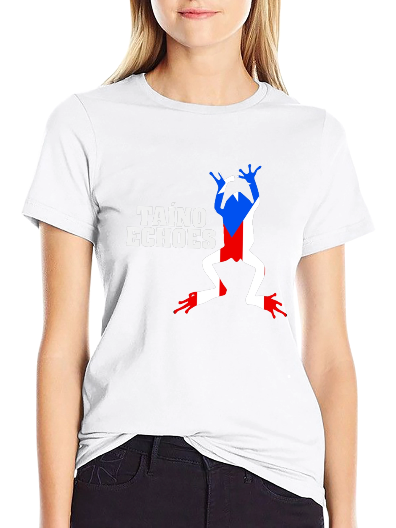 Taino Echoes Puerto Rico Flag Frog Black T-Shirt