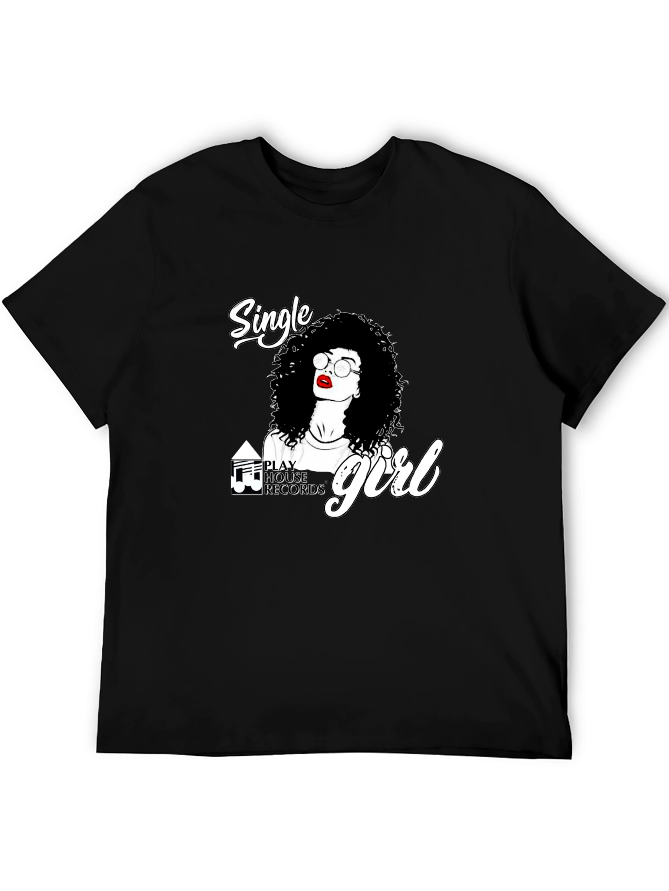 Single Girl Graphic Tee - Black Cotton Blend
