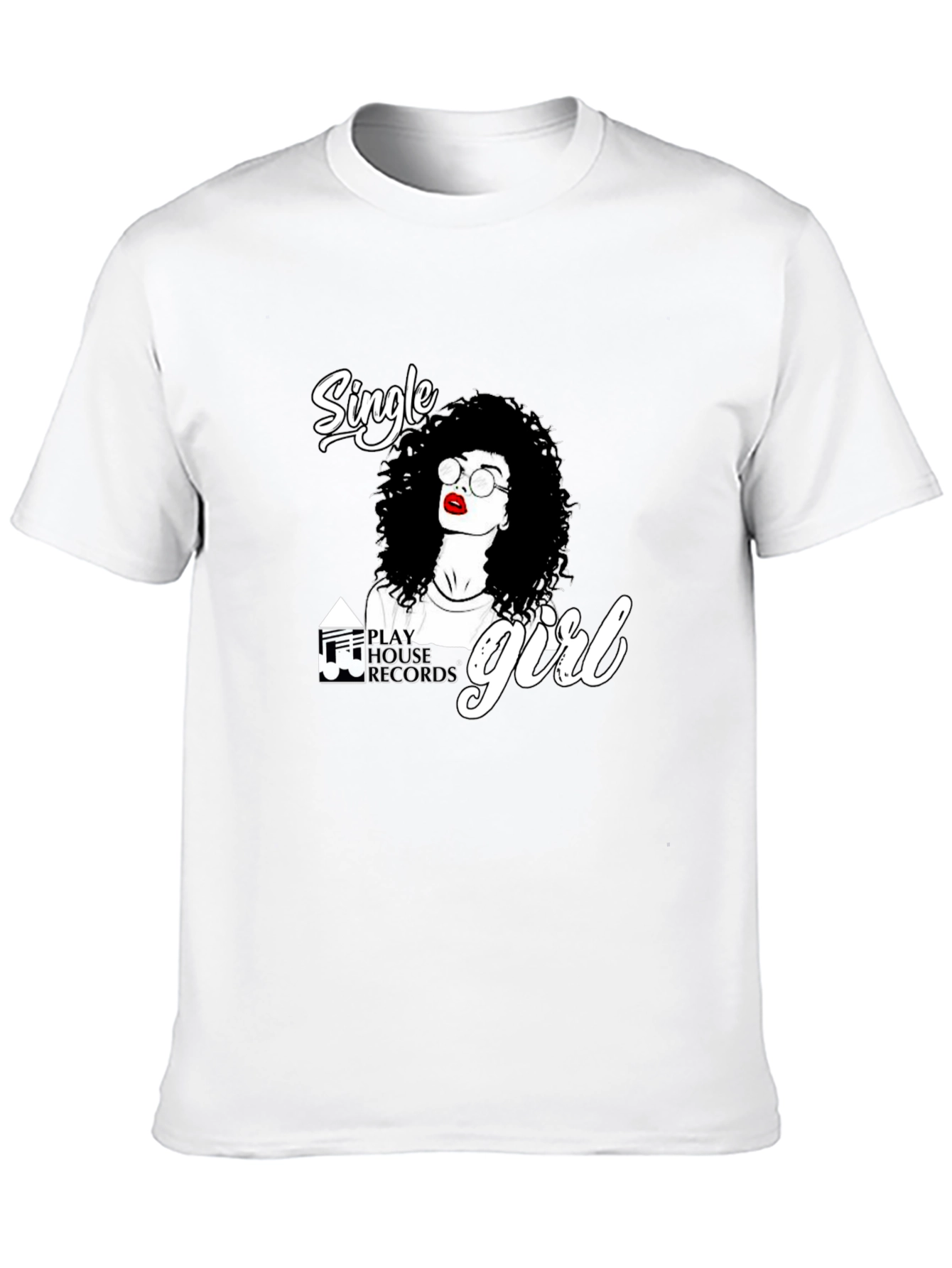 Single Girl Graphic Tee - Black Cotton Blend