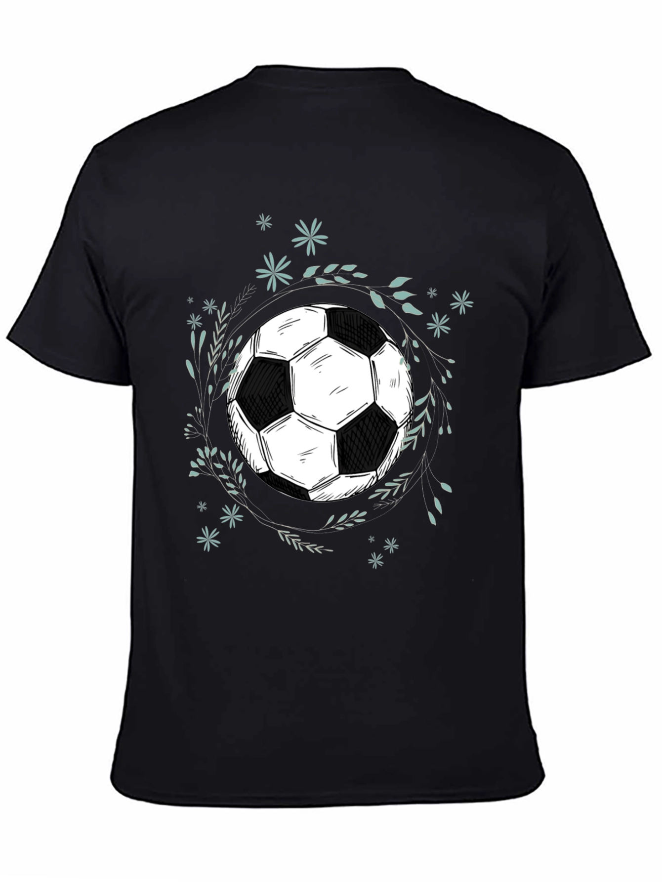 Soccer Ball Graphic Tee - Black Cotton Blend