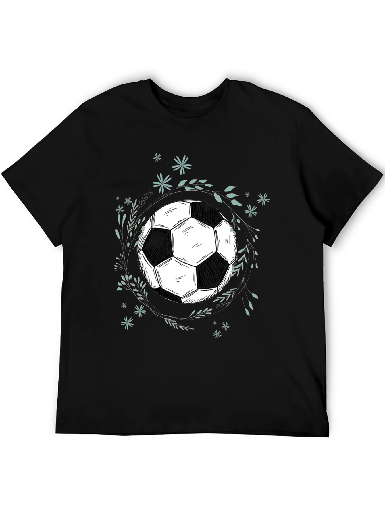Soccer Ball Graphic Tee - Black Cotton Blend