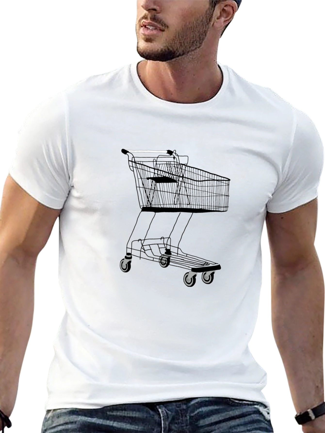 Black Shopping Cart Graphic T-Shirt