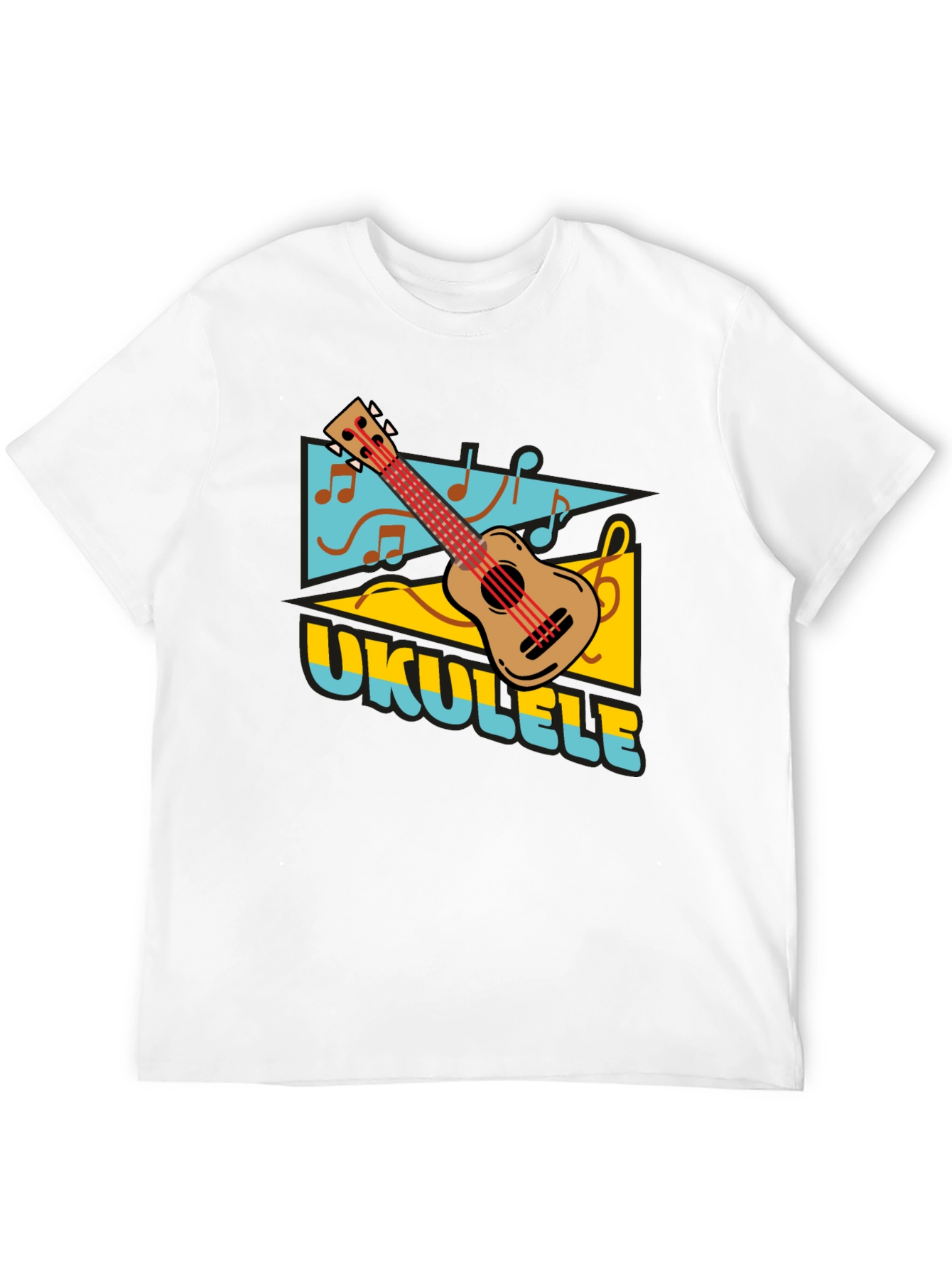 Ukulele Graphic Print Black T-shirt