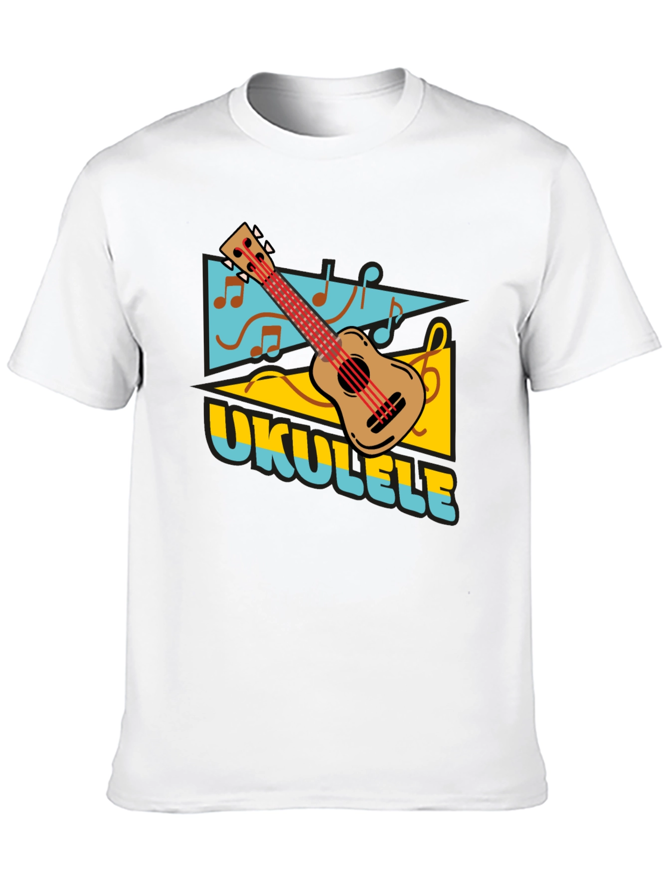 Ukulele Graphic Print Black T-shirt