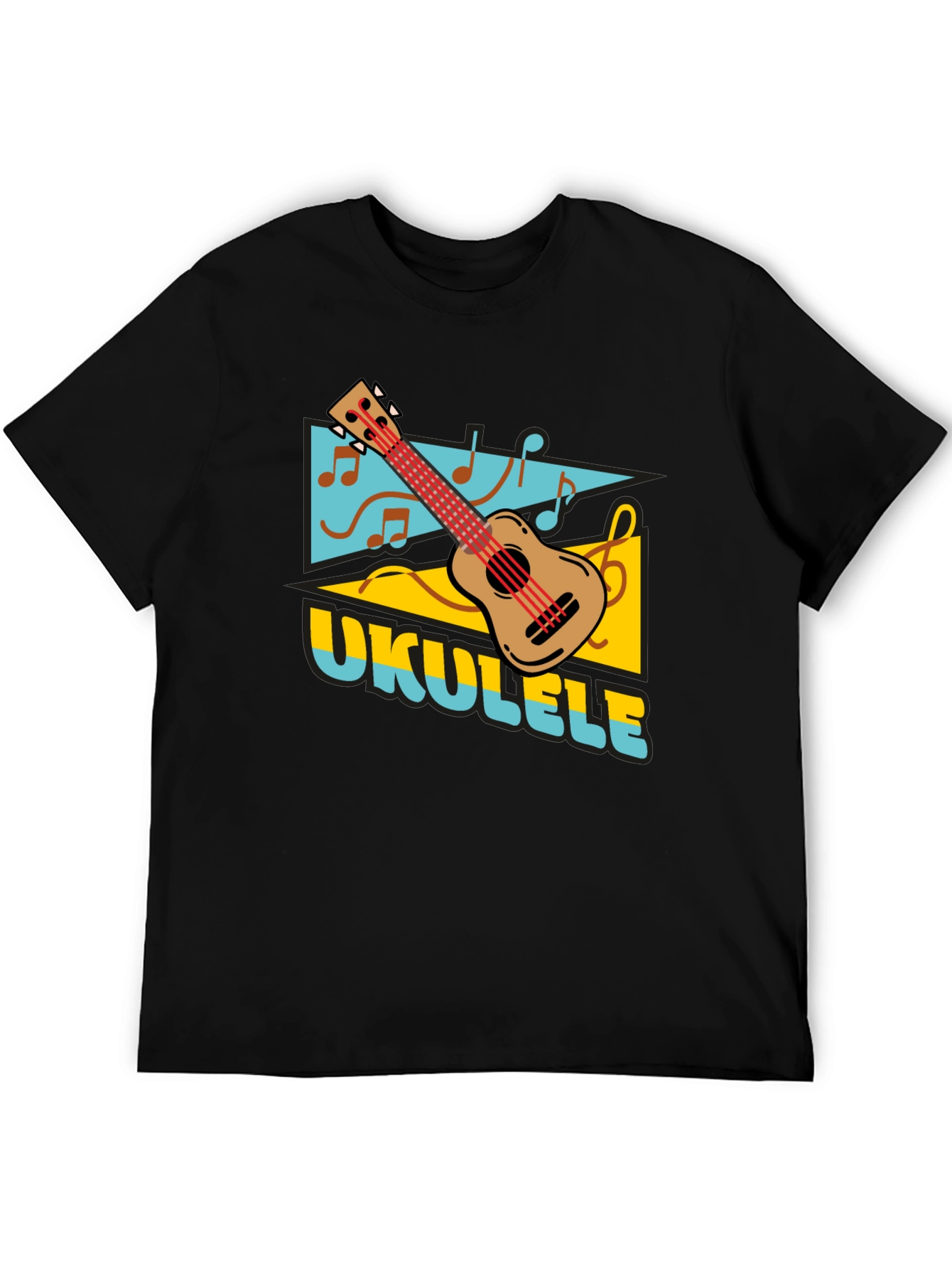 Ukulele Graphic Print Black T-shirt