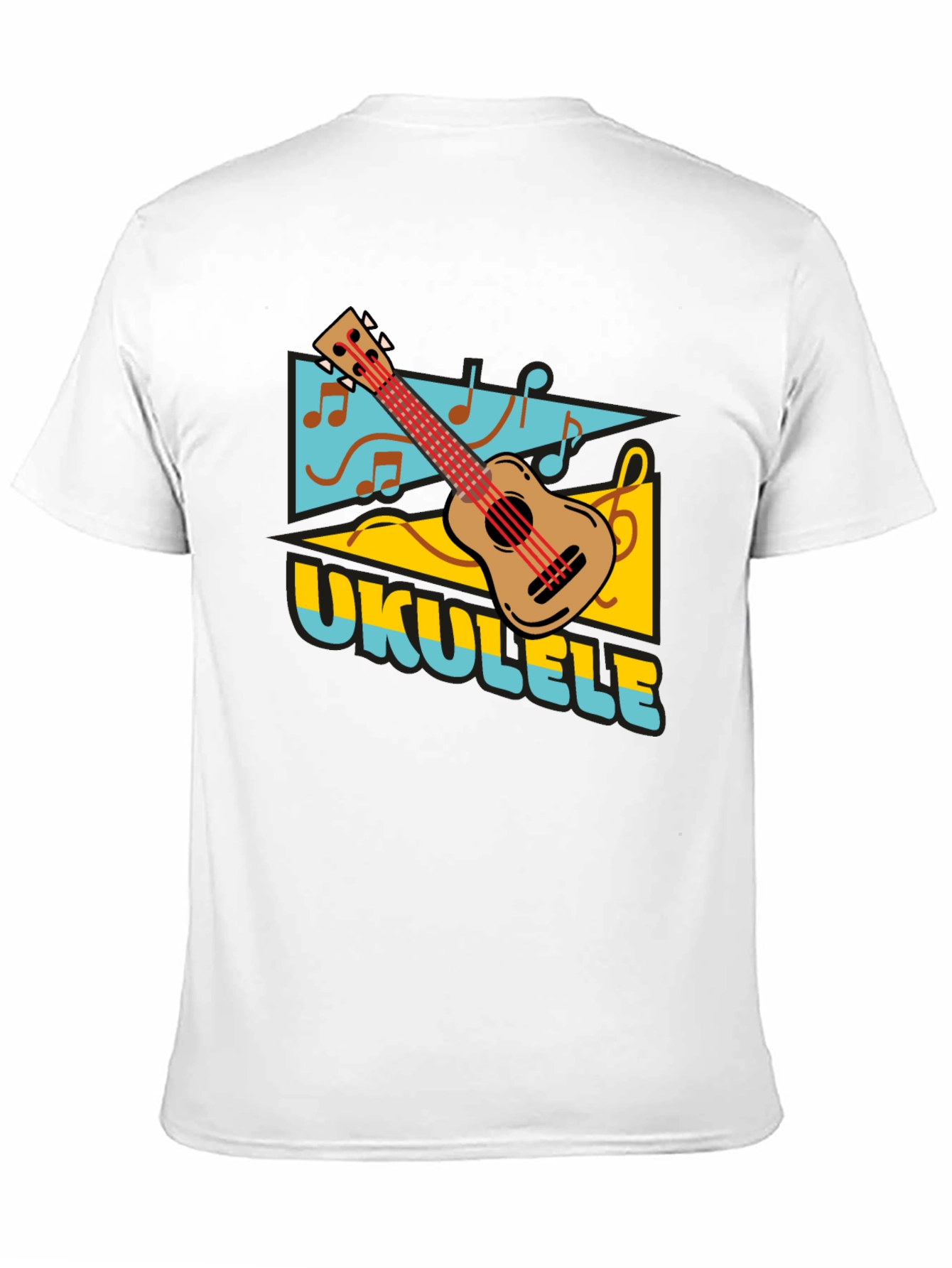 Ukulele Graphic Print Black T-shirt