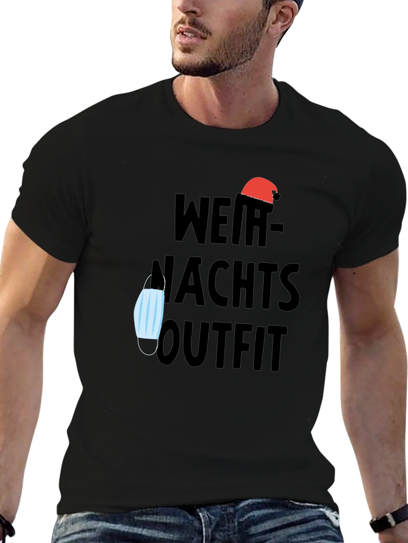 Weihnachts Outfit Tee - Holiday Mask Humor T-Shirt