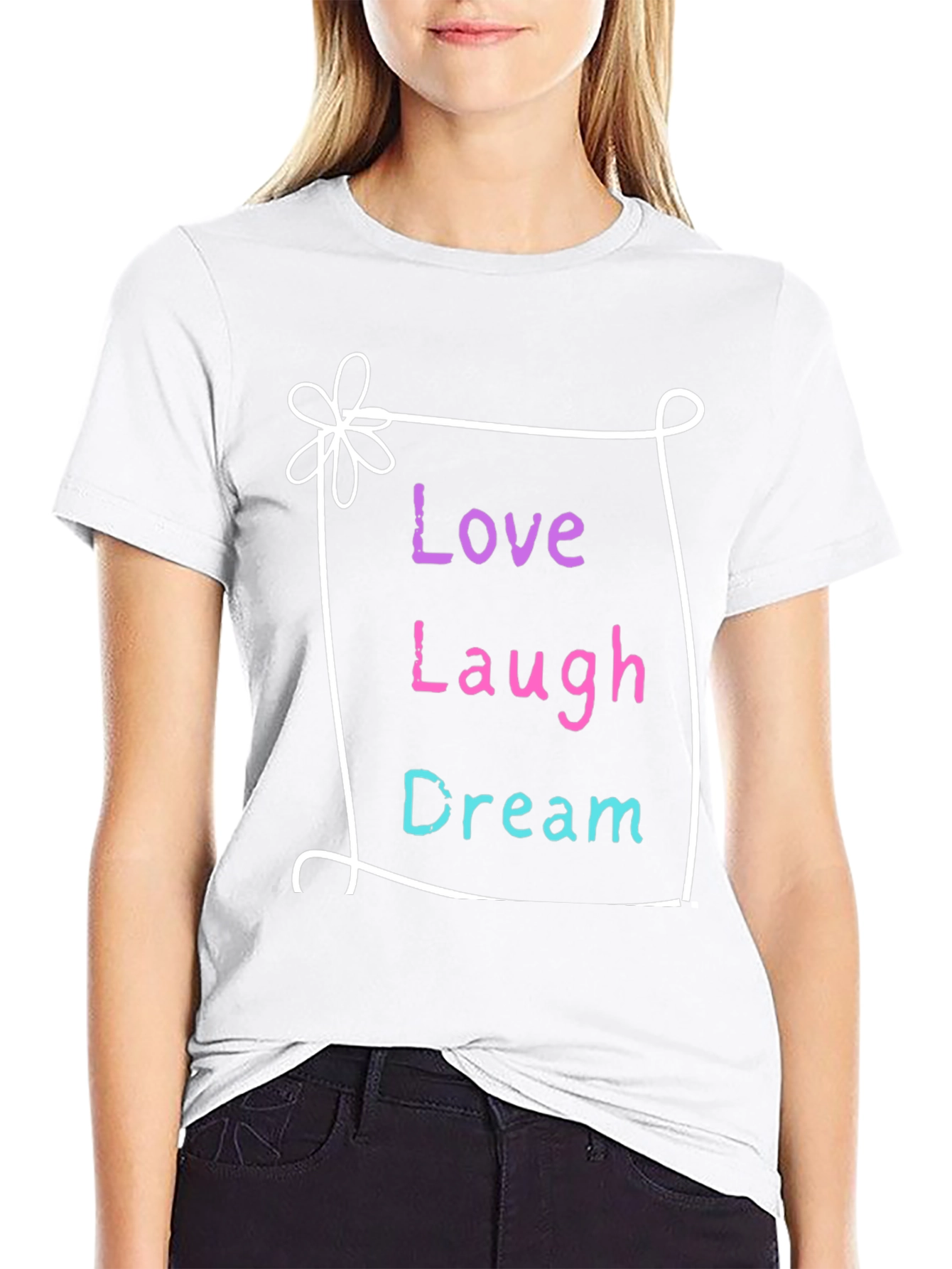 Love Laugh Dream Graphic Tee - Black Casual Shirt