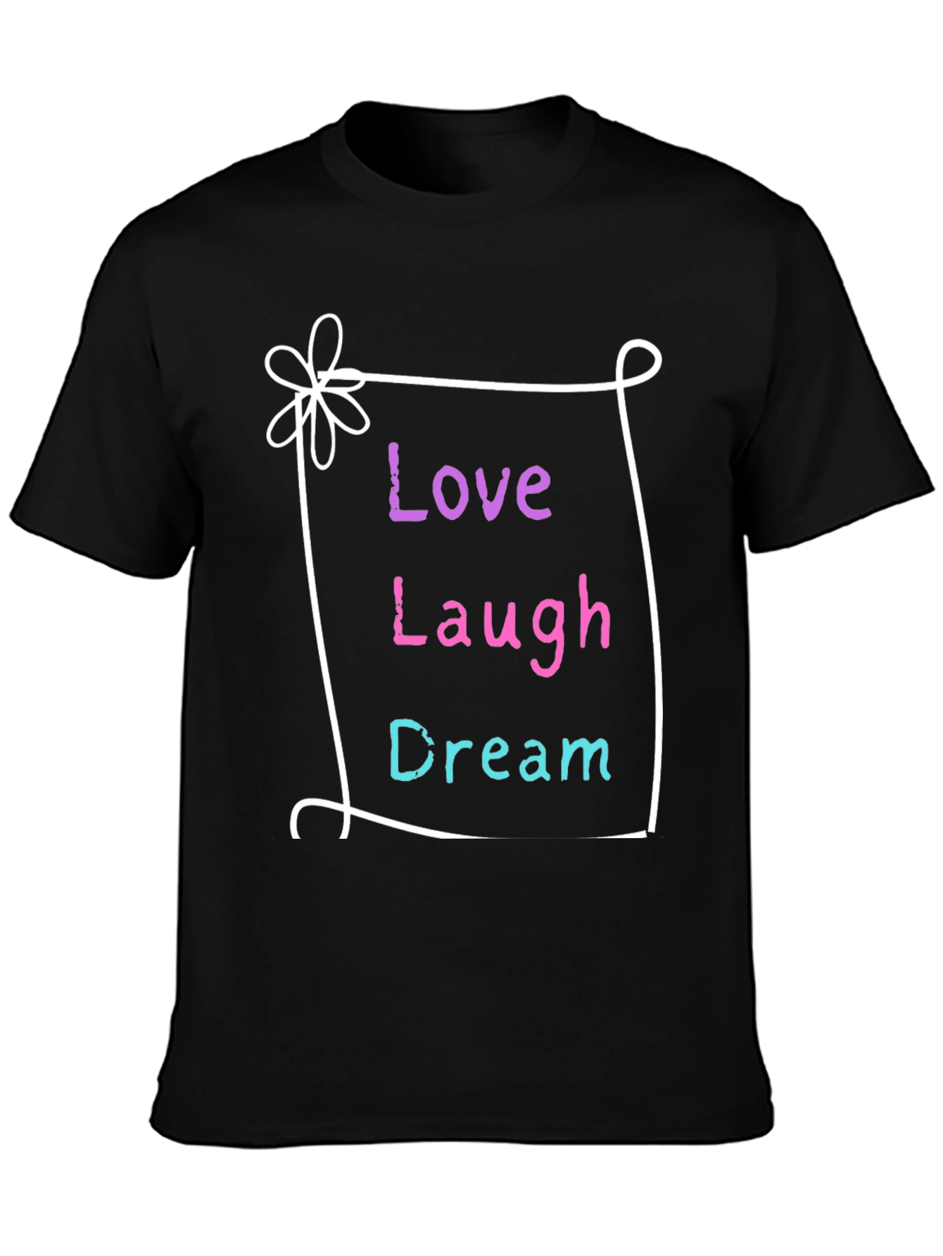 Love Laugh Dream Graphic Tee - Black Casual Shirt