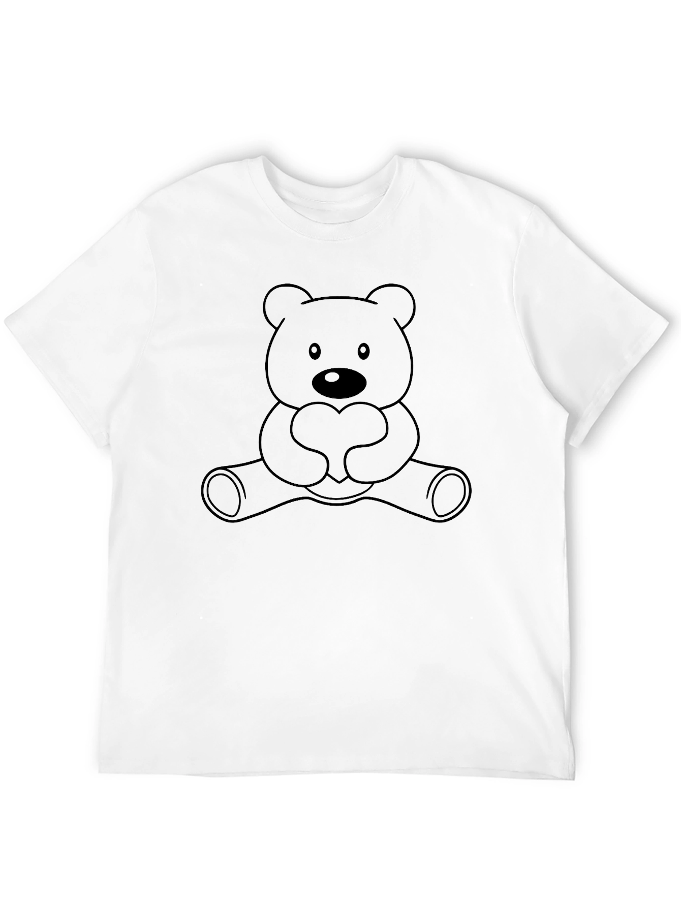 Cute Teddy Bear Heart Black T-Shirt