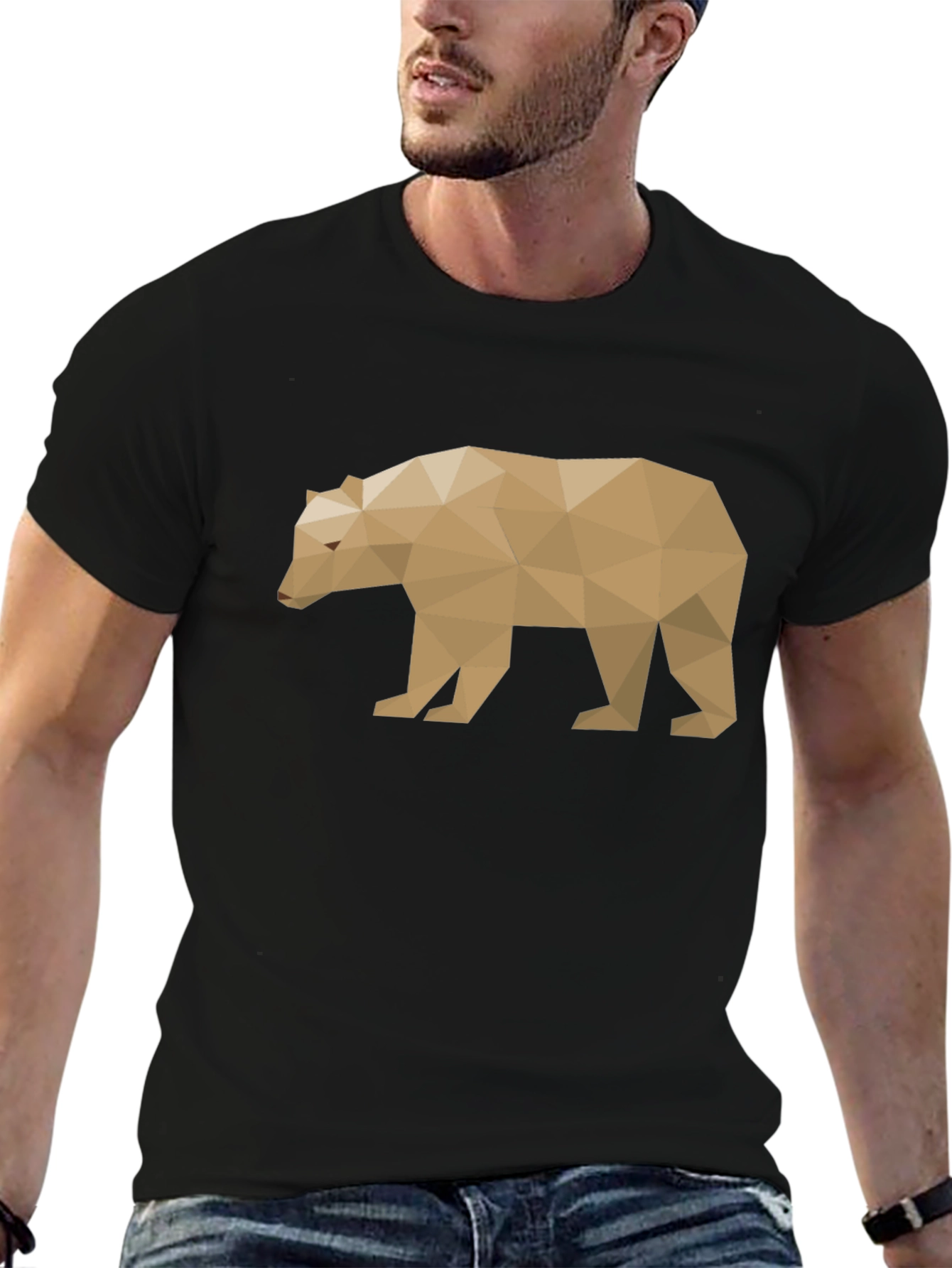 Geometric Bear Graphic Tee - Modern Style