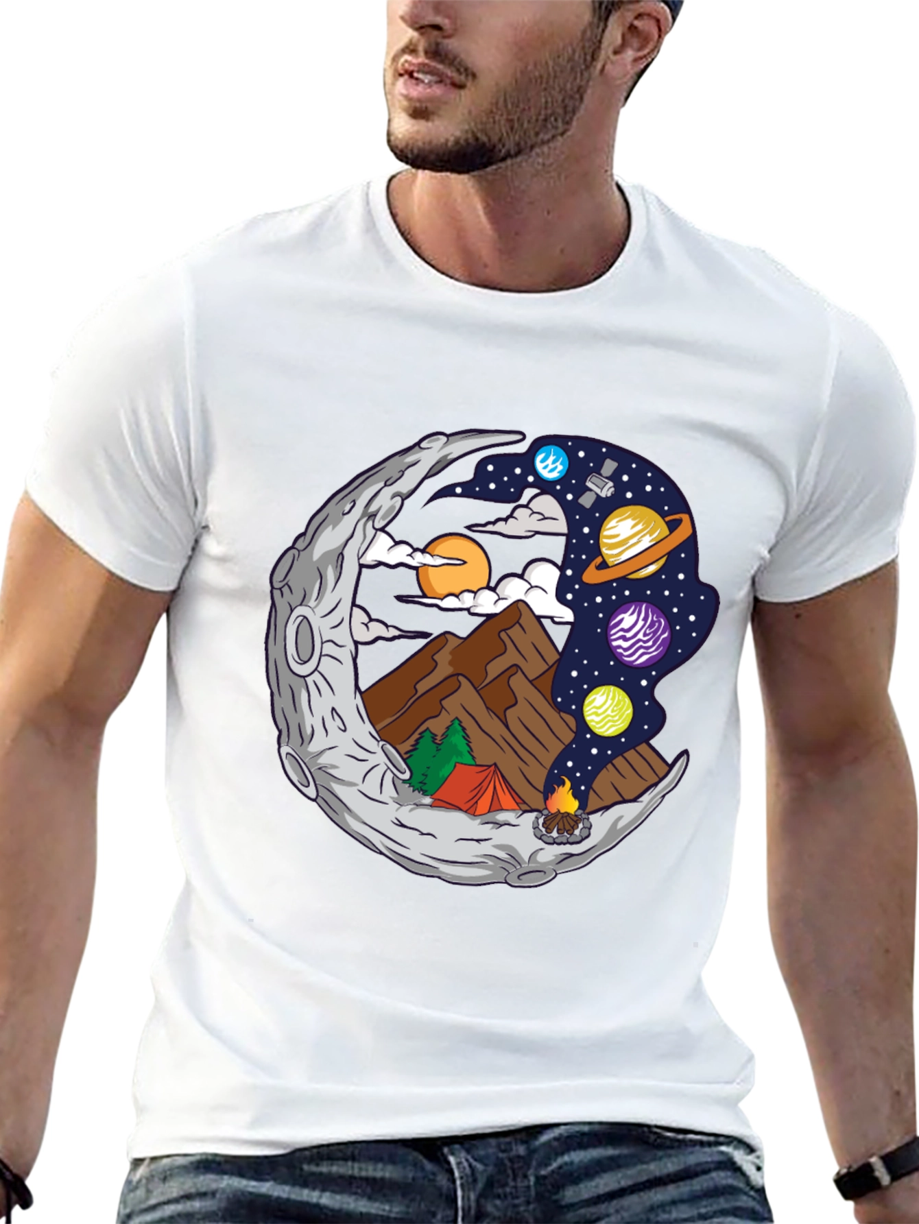 Moon Camping Graphic T-Shirt
