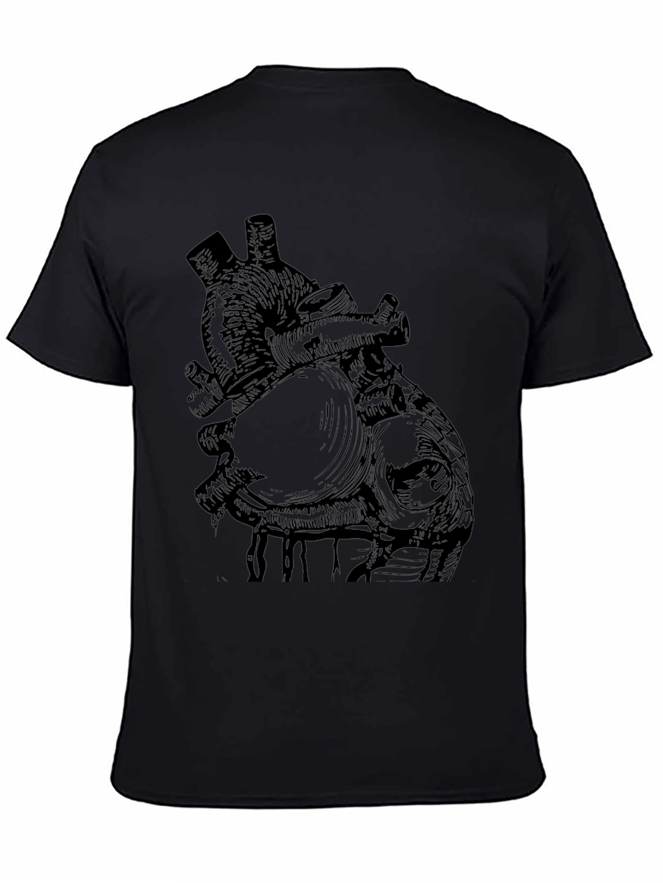 Anatomical Heart Print Black T-Shirt