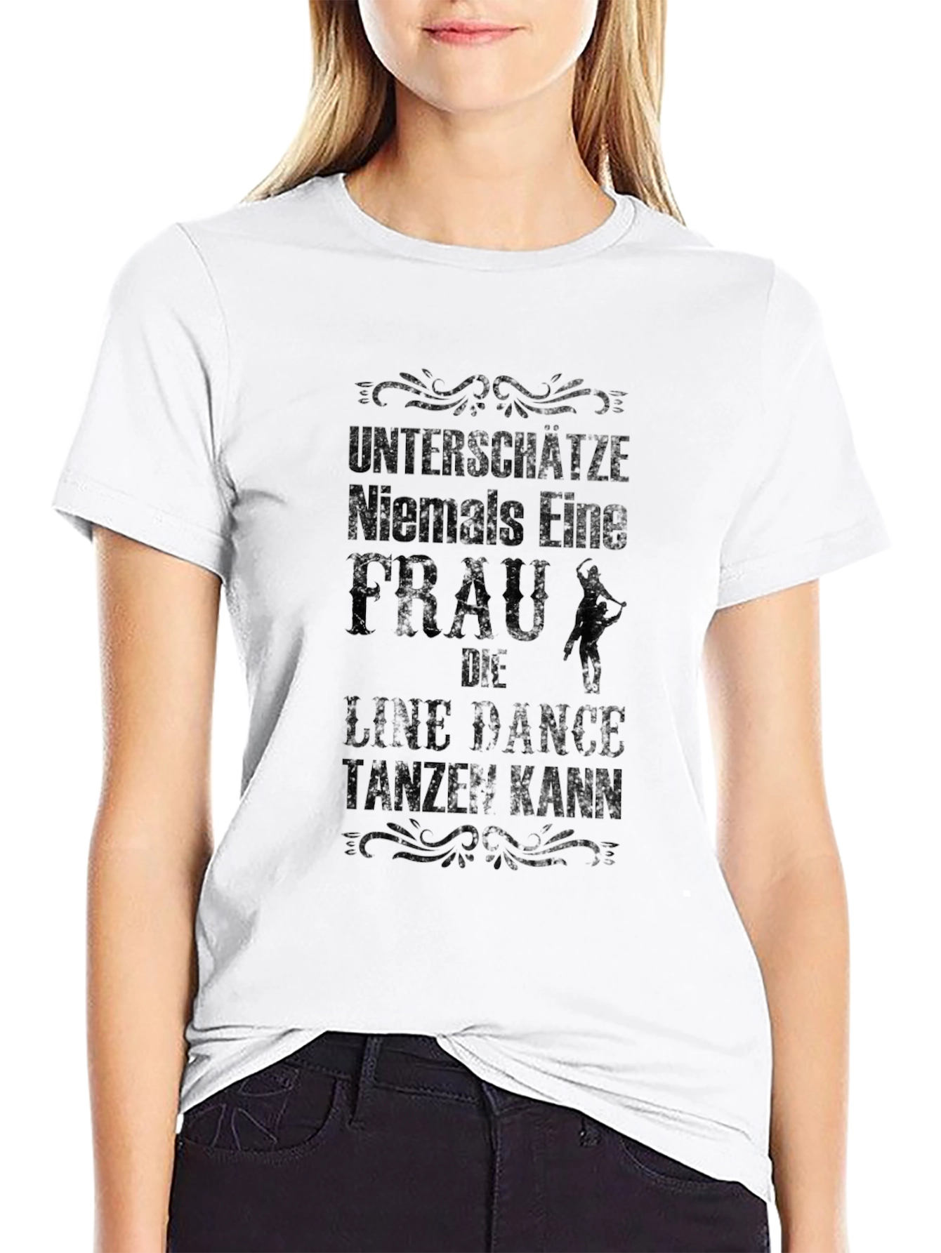 Line Dance Frau T-Shirt - Black Graphic Tee