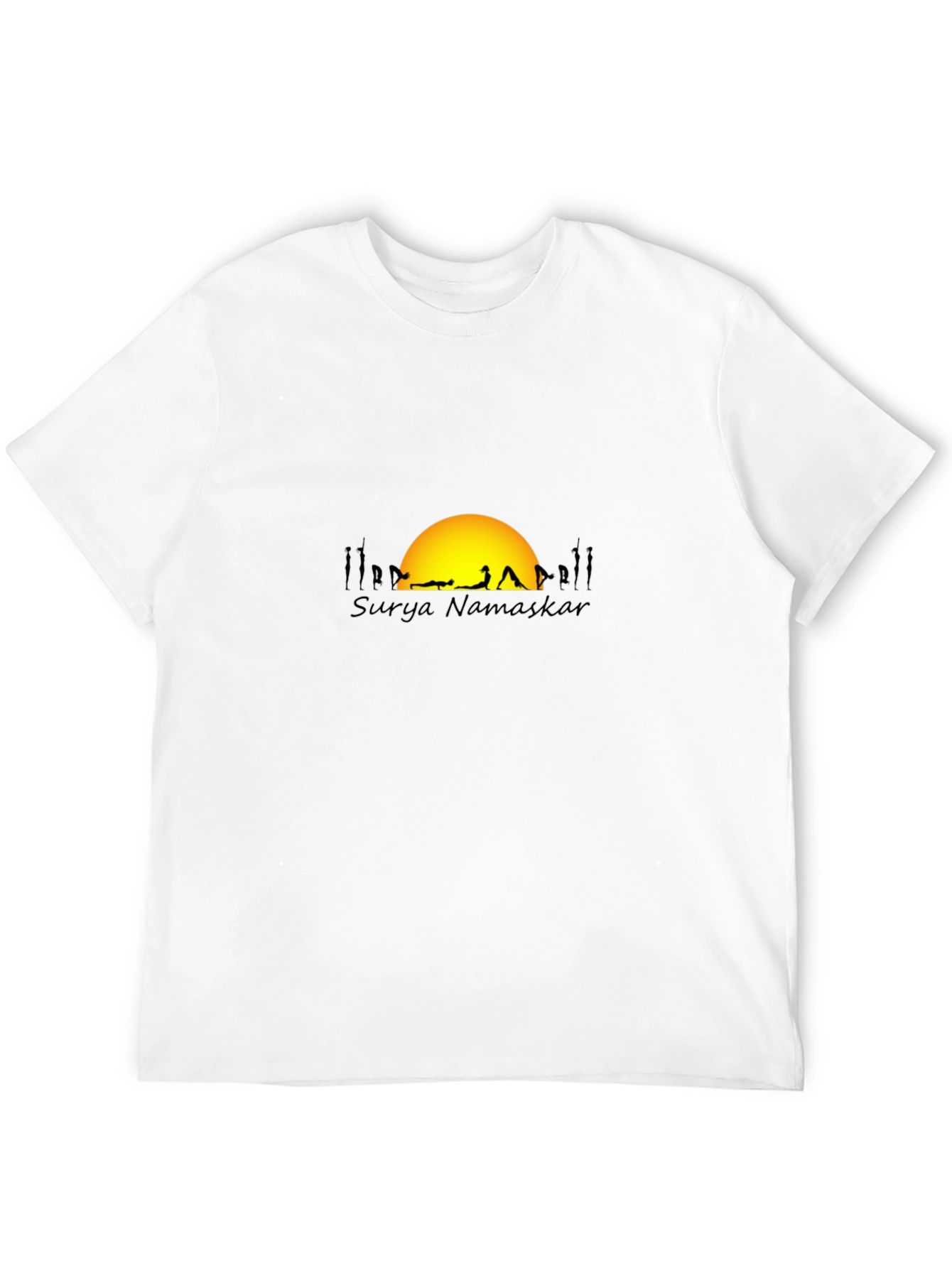 Surya Namaskar Black T-Shirt - Yoga & Sun Design