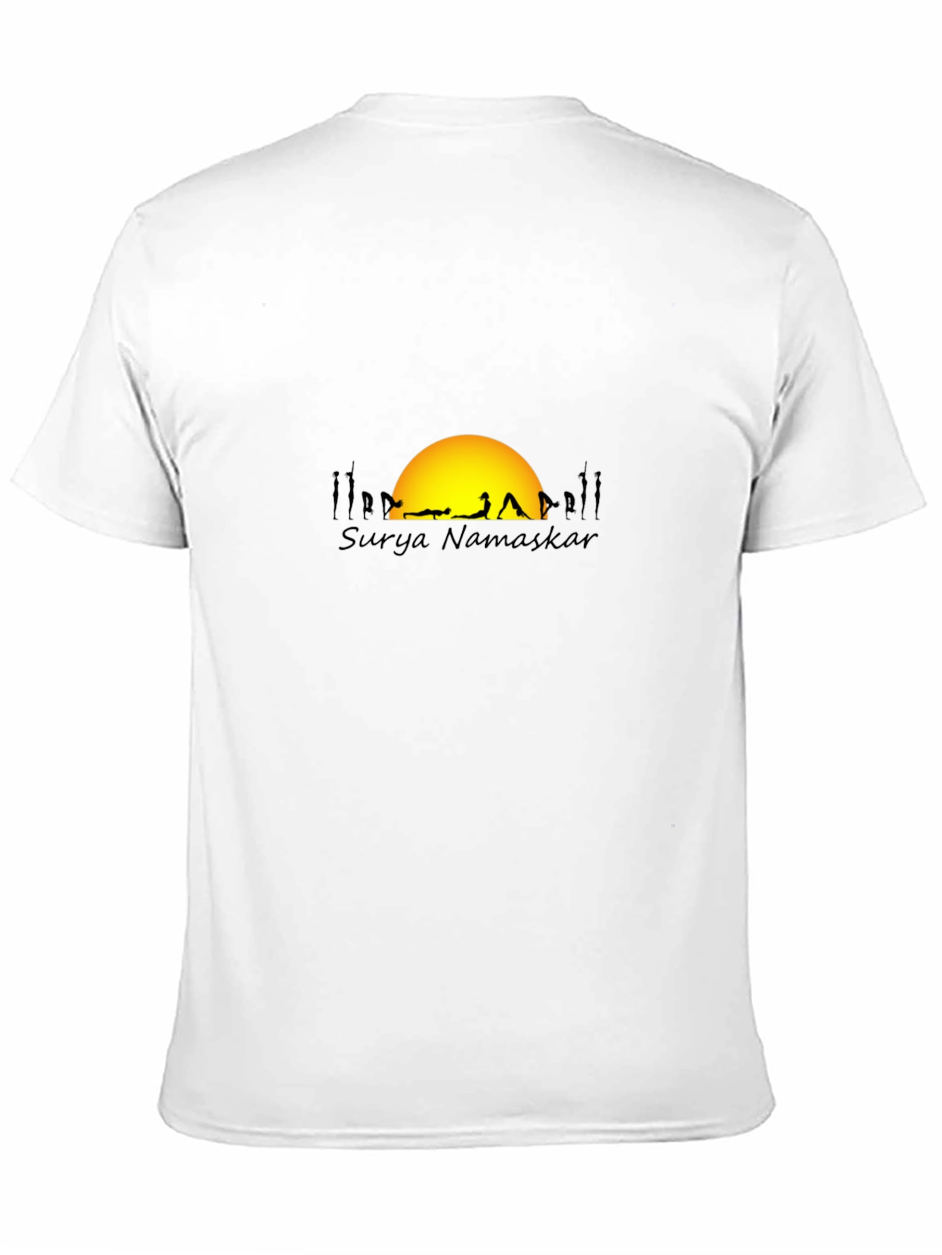 Surya Namaskar Black T-Shirt - Yoga & Sun Design