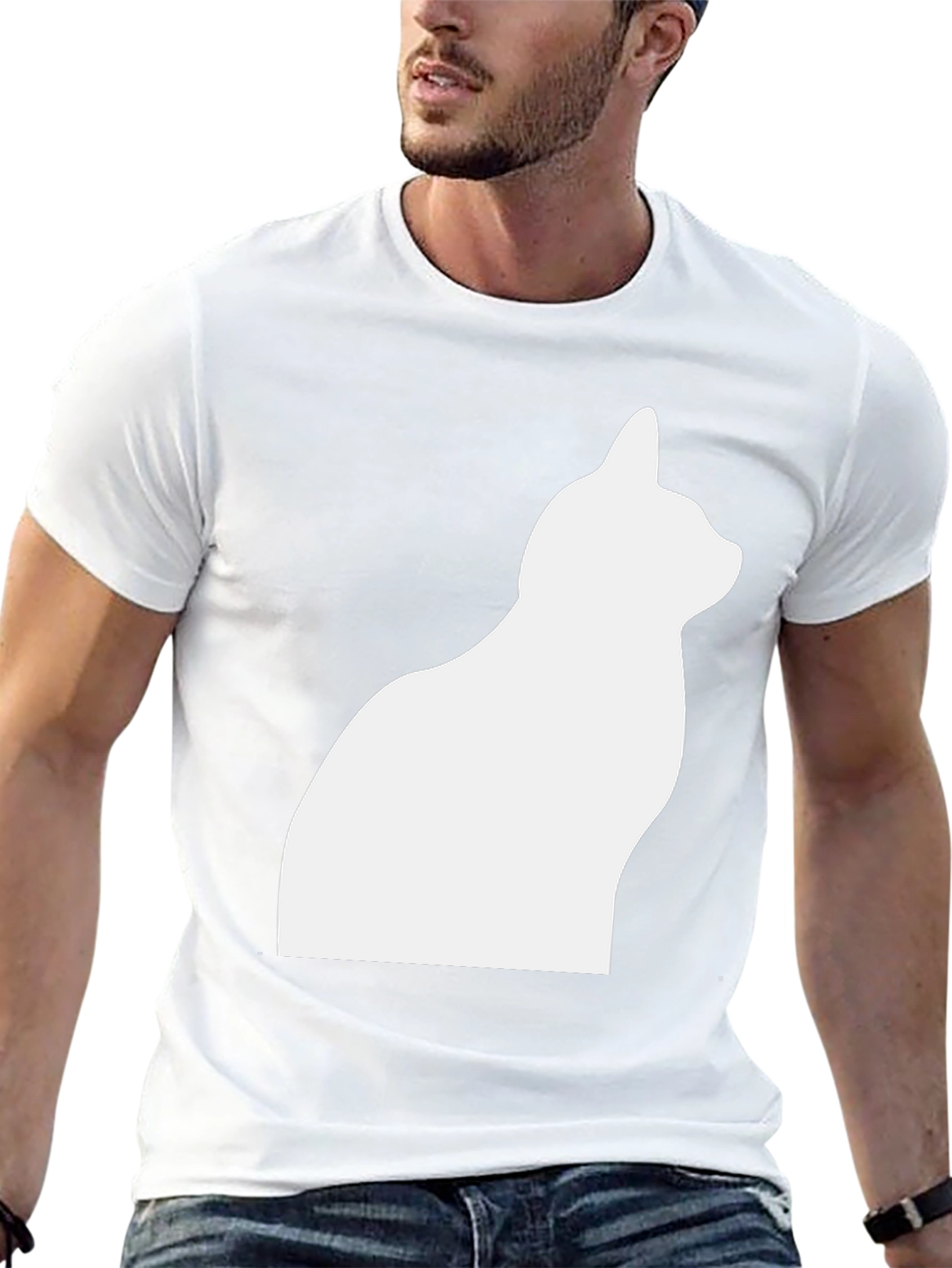Cat Silhouette T-Shirt - Stylish Black Tee