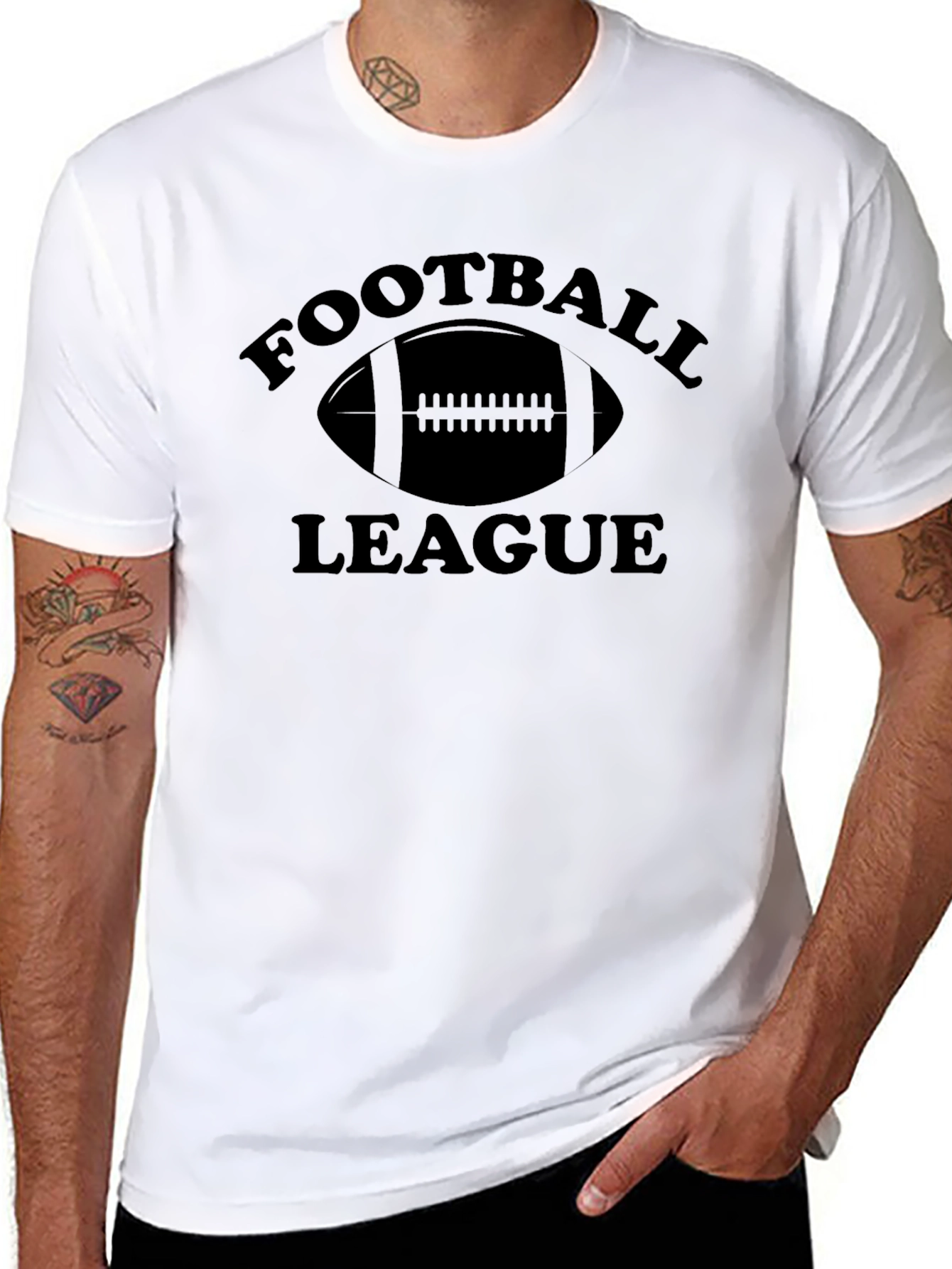 Football League Graphic Tee - Classic Black Cotton T-Shirt
