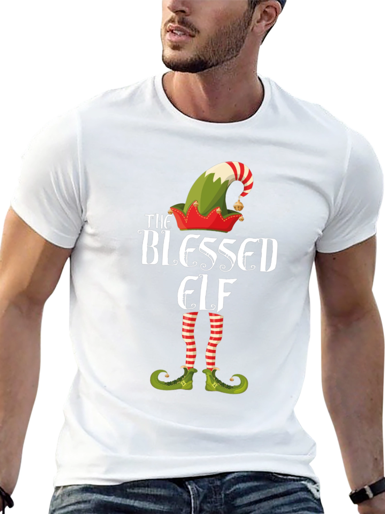 Blessed Elf Graphic T-Shirt - Festive Holiday Apparel