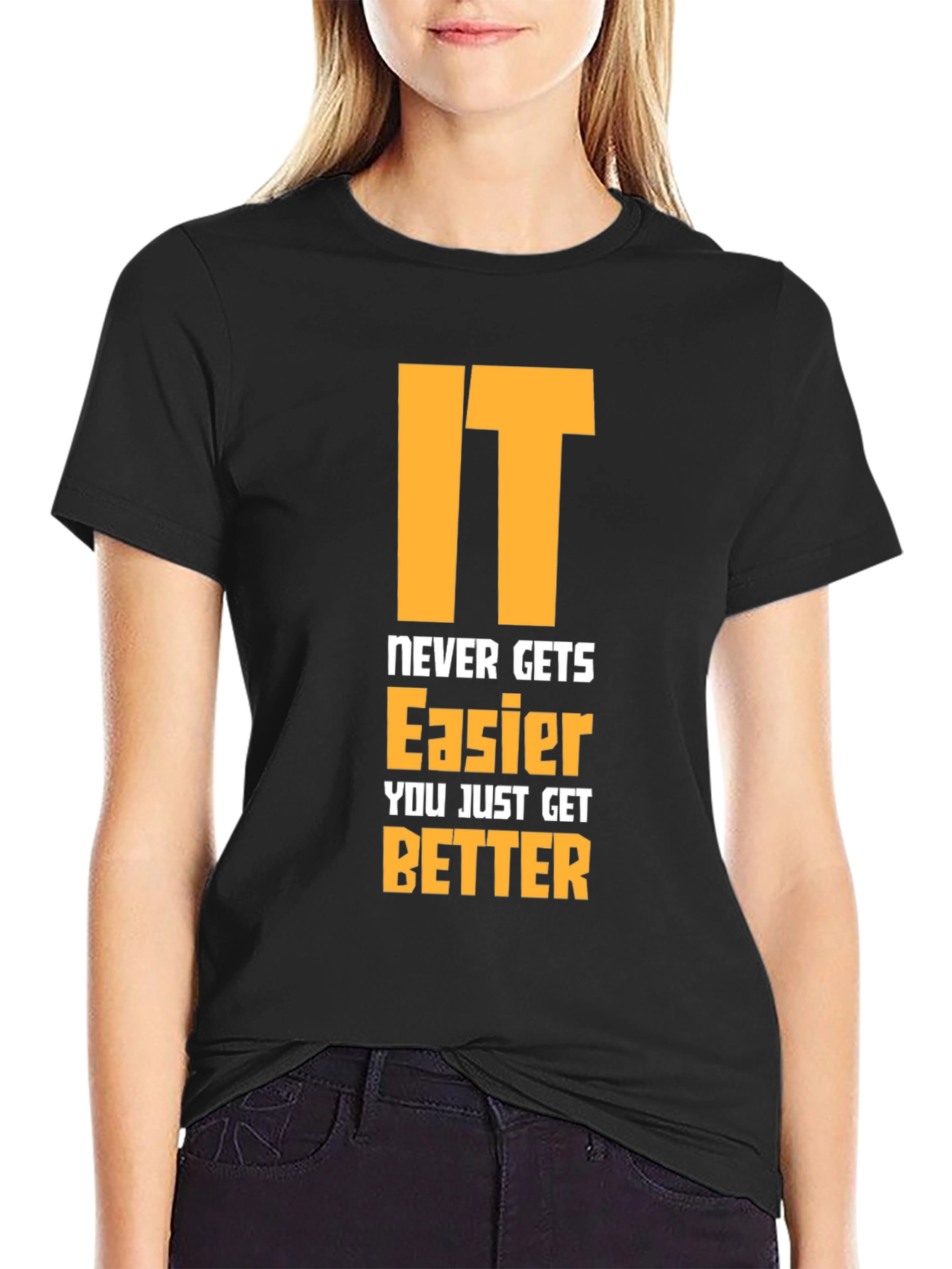 Motivational Graphic Tee - Never Gets Easier