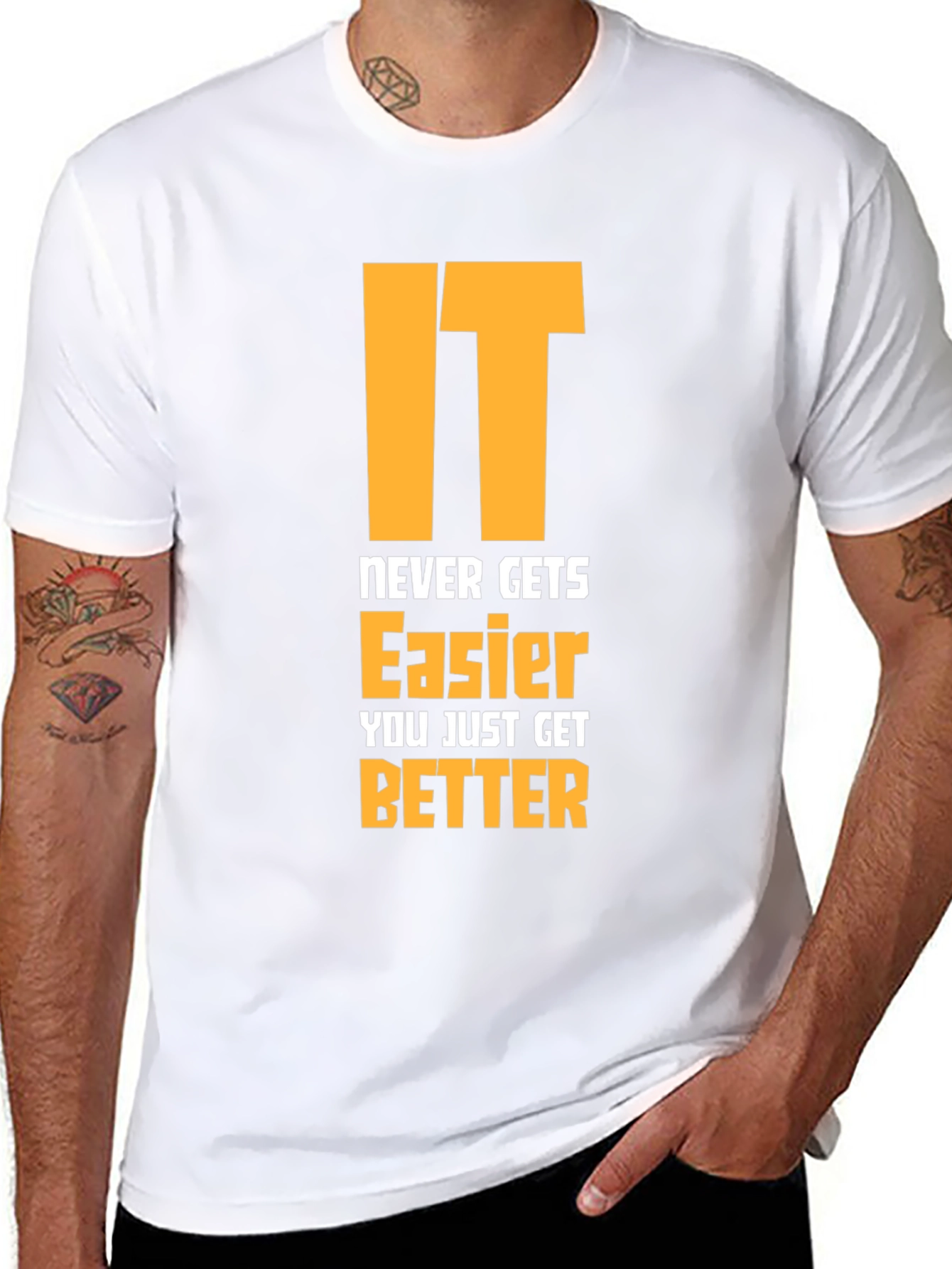 Motivational Graphic Tee - Never Gets Easier