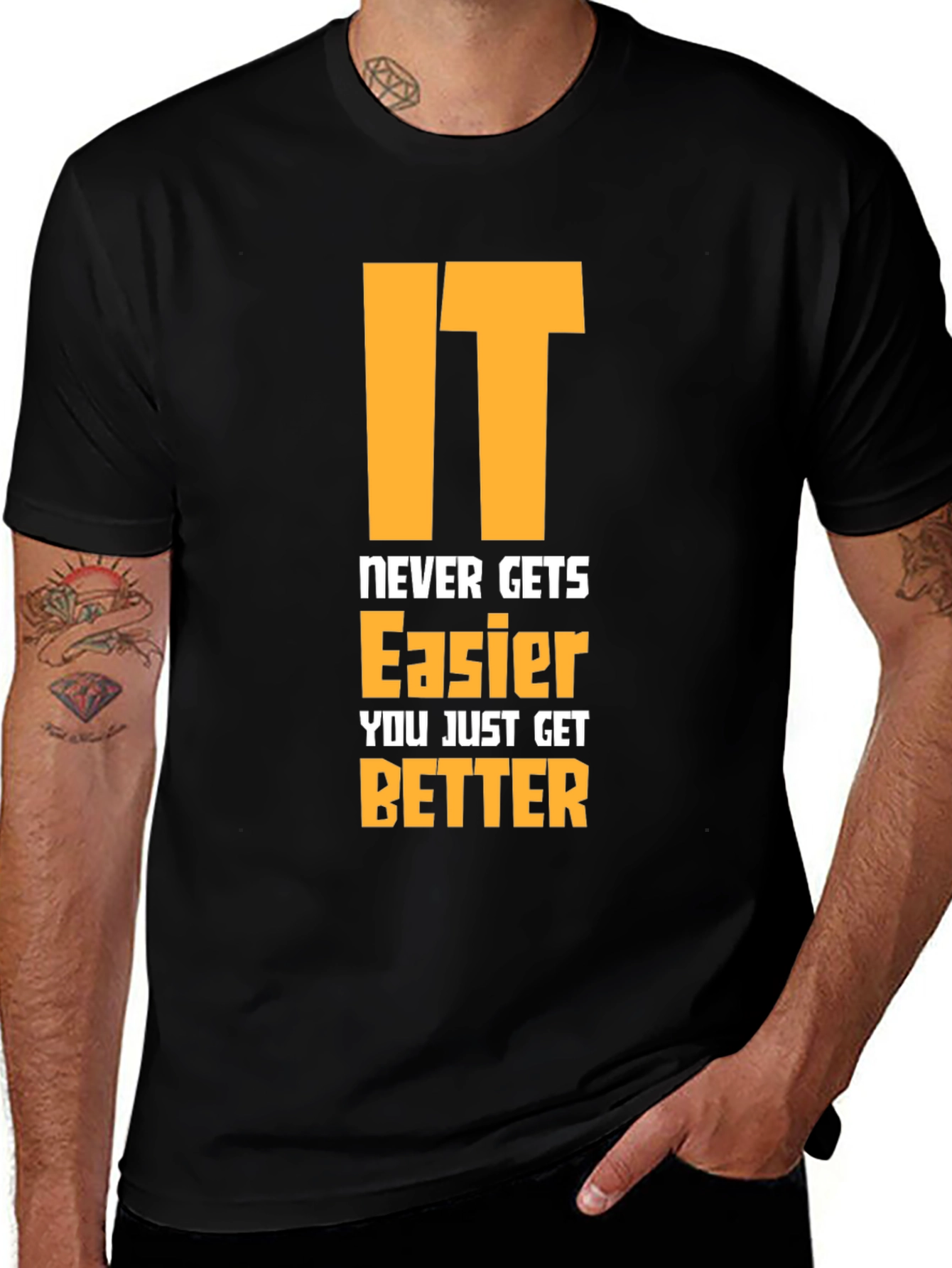 Motivational Graphic Tee - Never Gets Easier