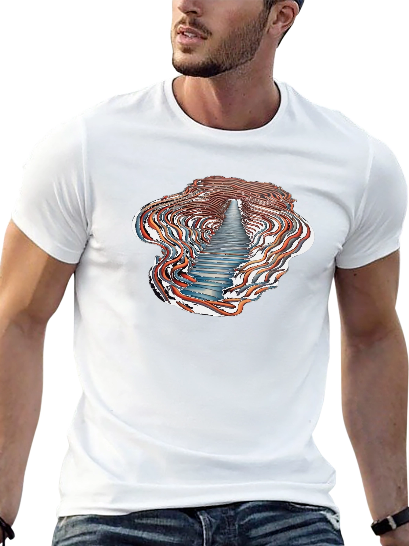 Abstract Stairway T-Shirt - Unique Design
