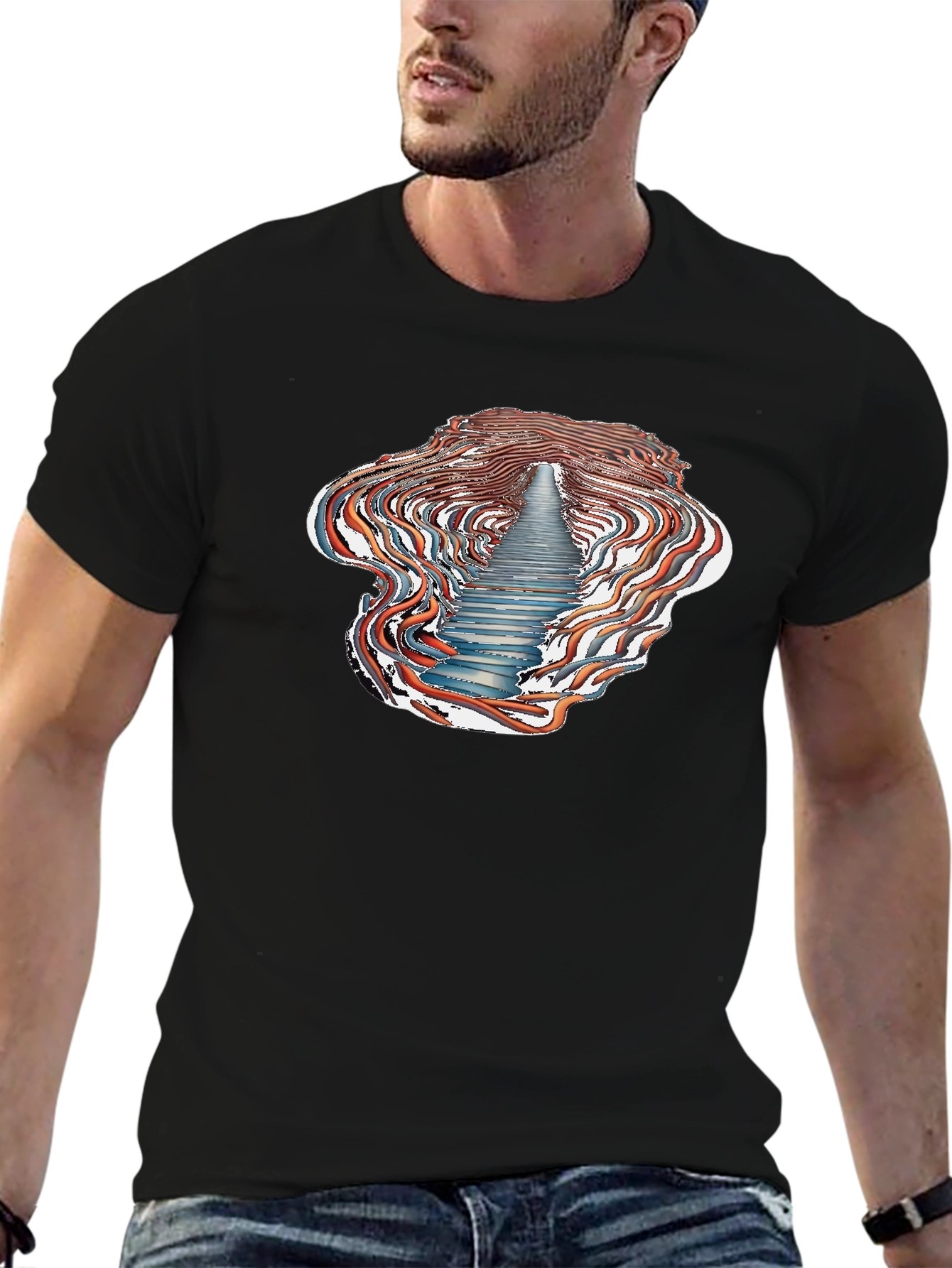 Abstract Stairway T-Shirt - Unique Design