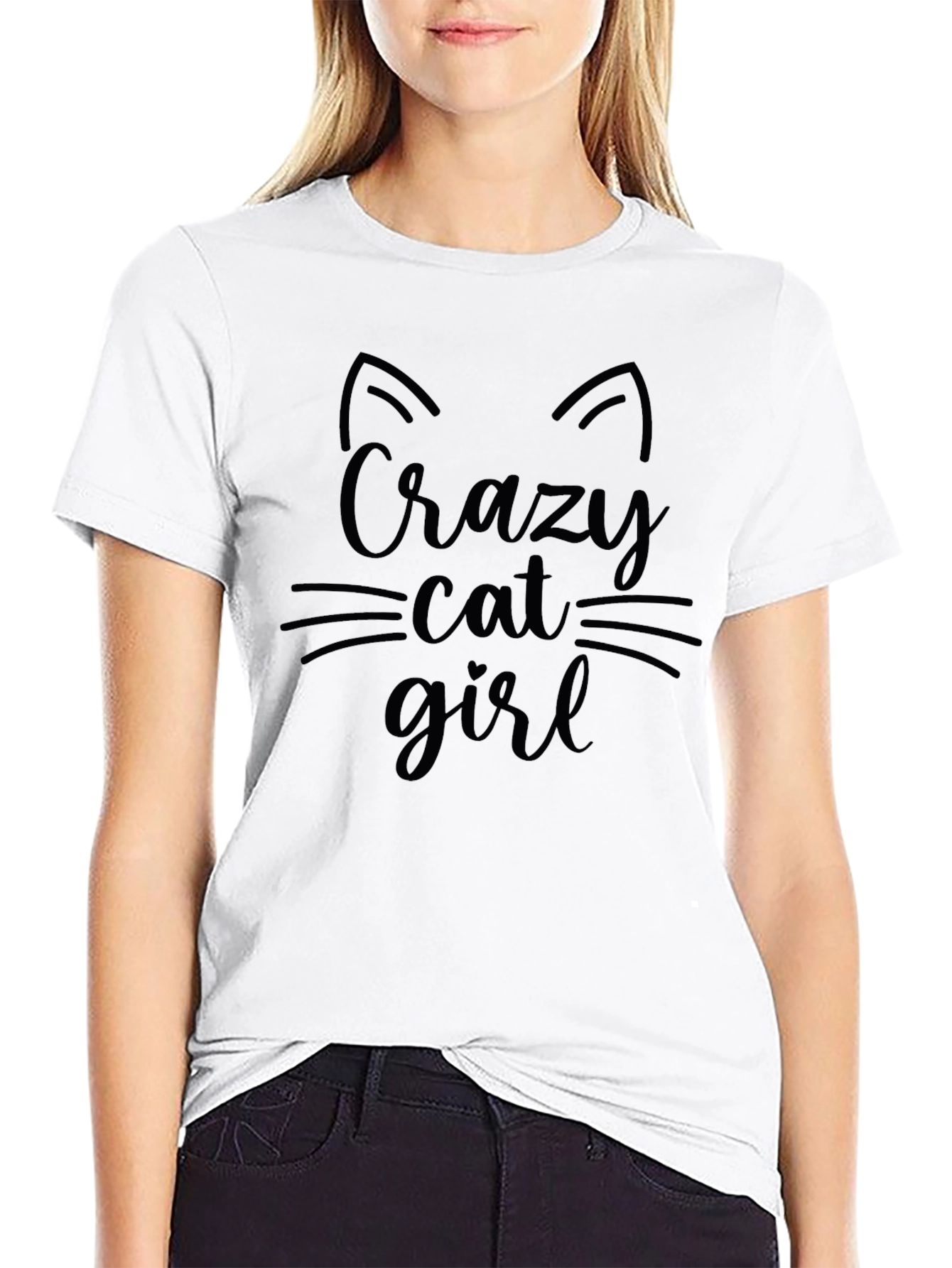 Crazy Cat Girl T-Shirt - Fun Graphic Tee