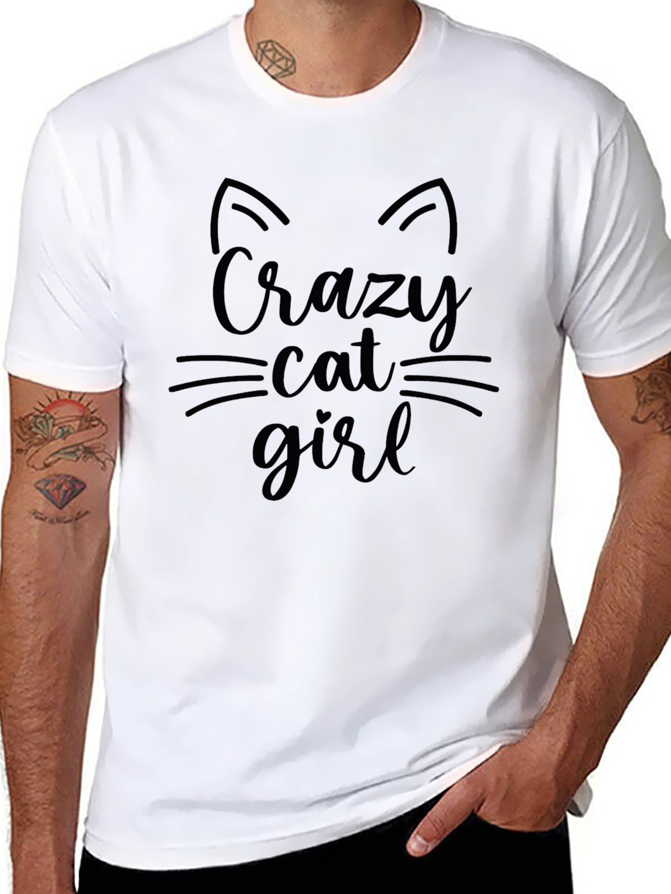 Crazy Cat Girl T-Shirt - Fun Graphic Tee
