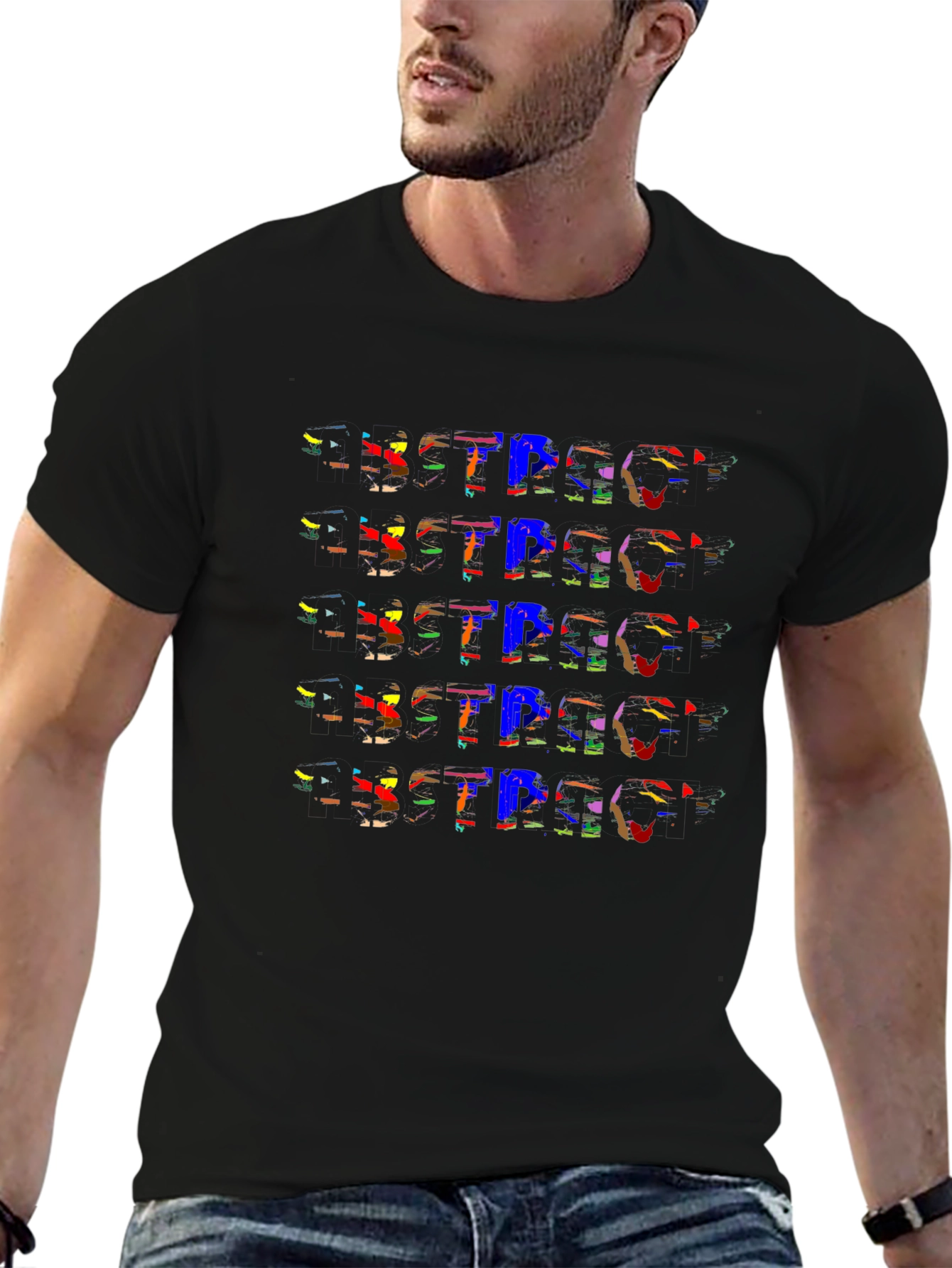 Abstract Design Black Cotton T-Shirt