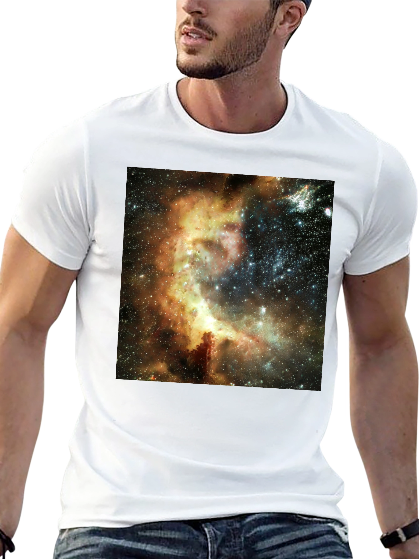 Nebula Print Black T-Shirt - Galactic Style