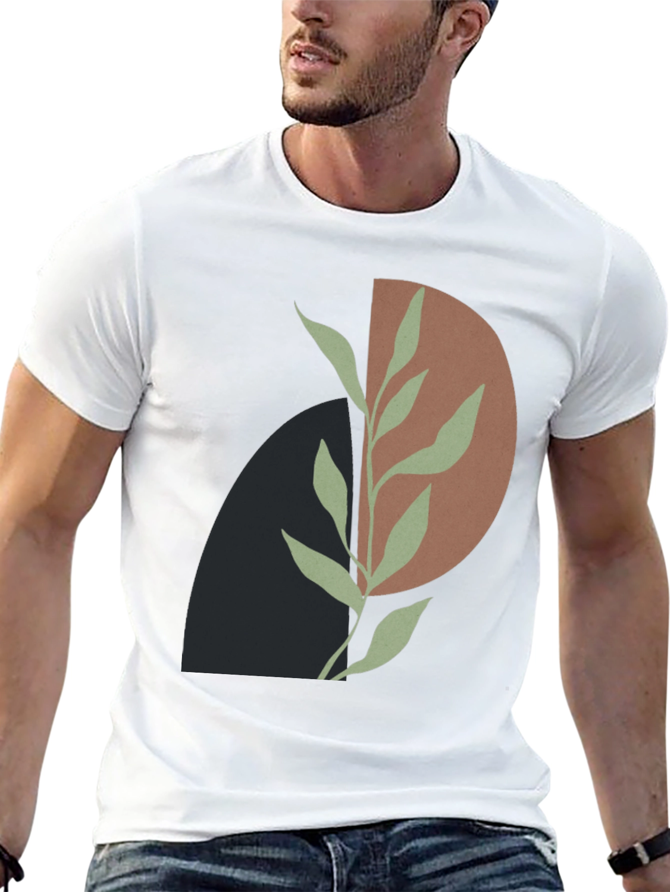 Abstract Plant Graphic Black T-Shirt