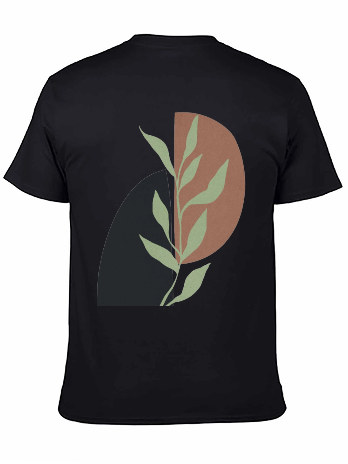 Abstract Plant Graphic Black T-Shirt