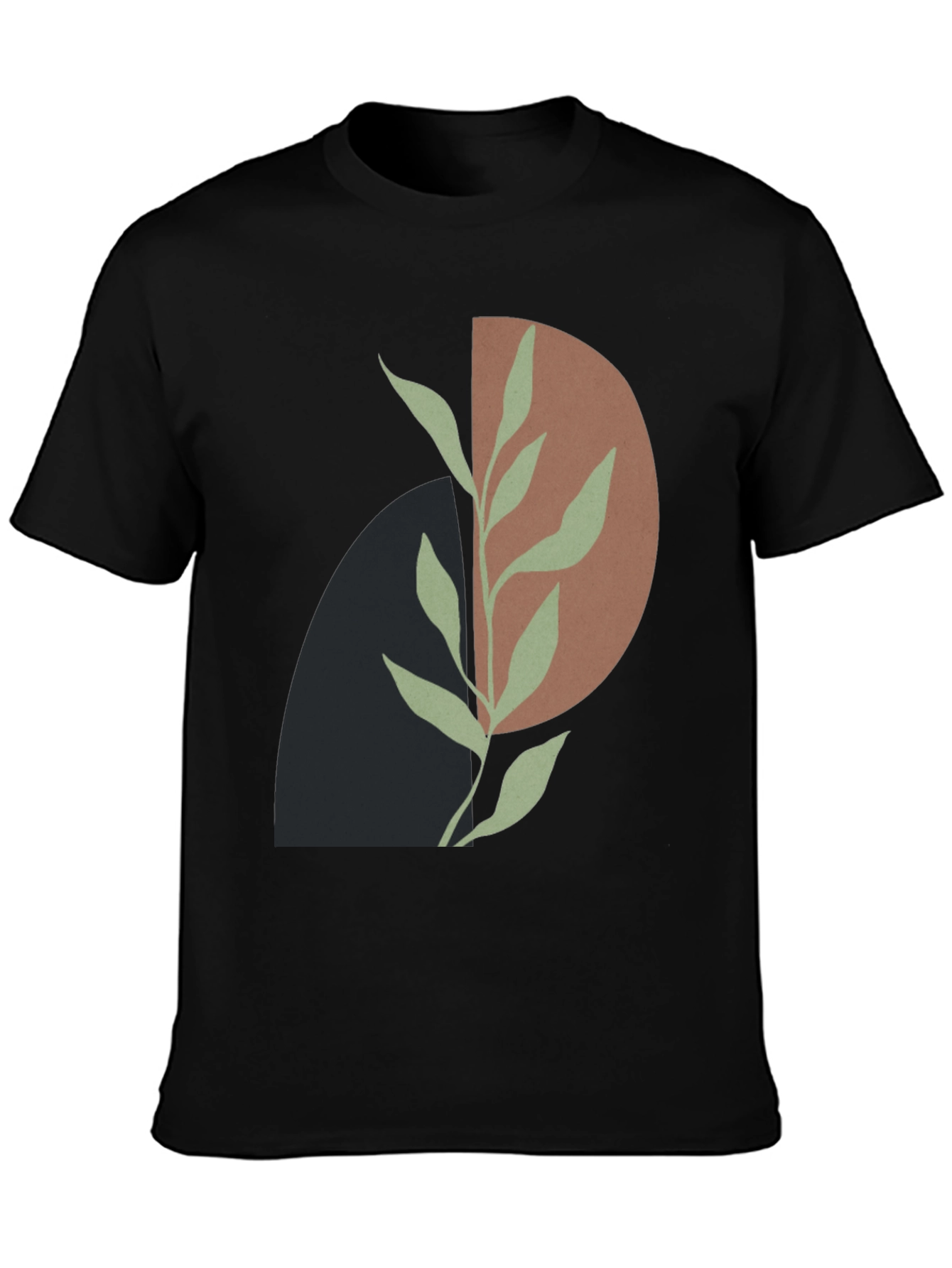 Abstract Plant Graphic Black T-Shirt