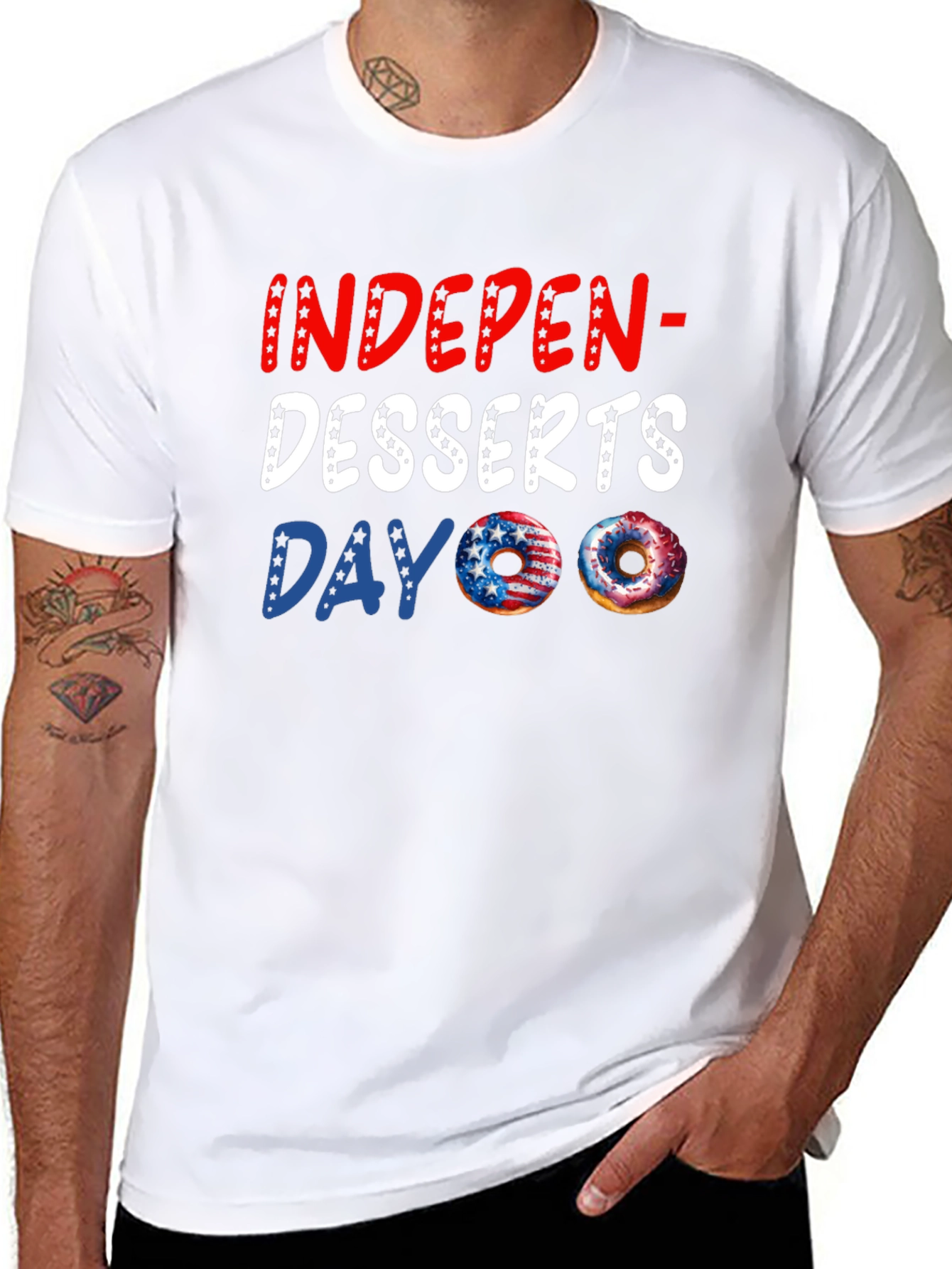 Indepen-Desserts Day T-Shirt Patriotic Donut Tee