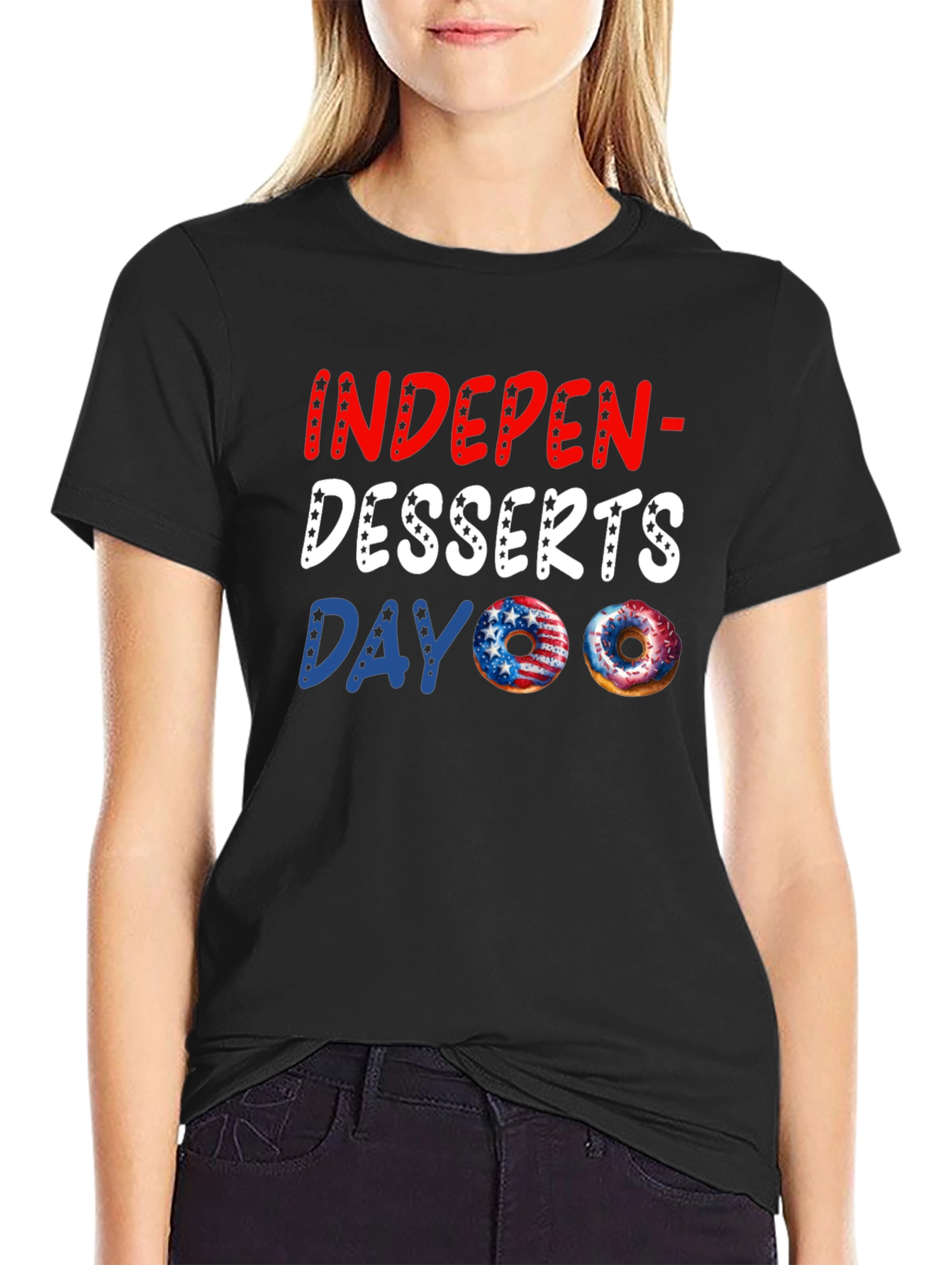 Indepen-Desserts Day T-Shirt Patriotic Donut Tee