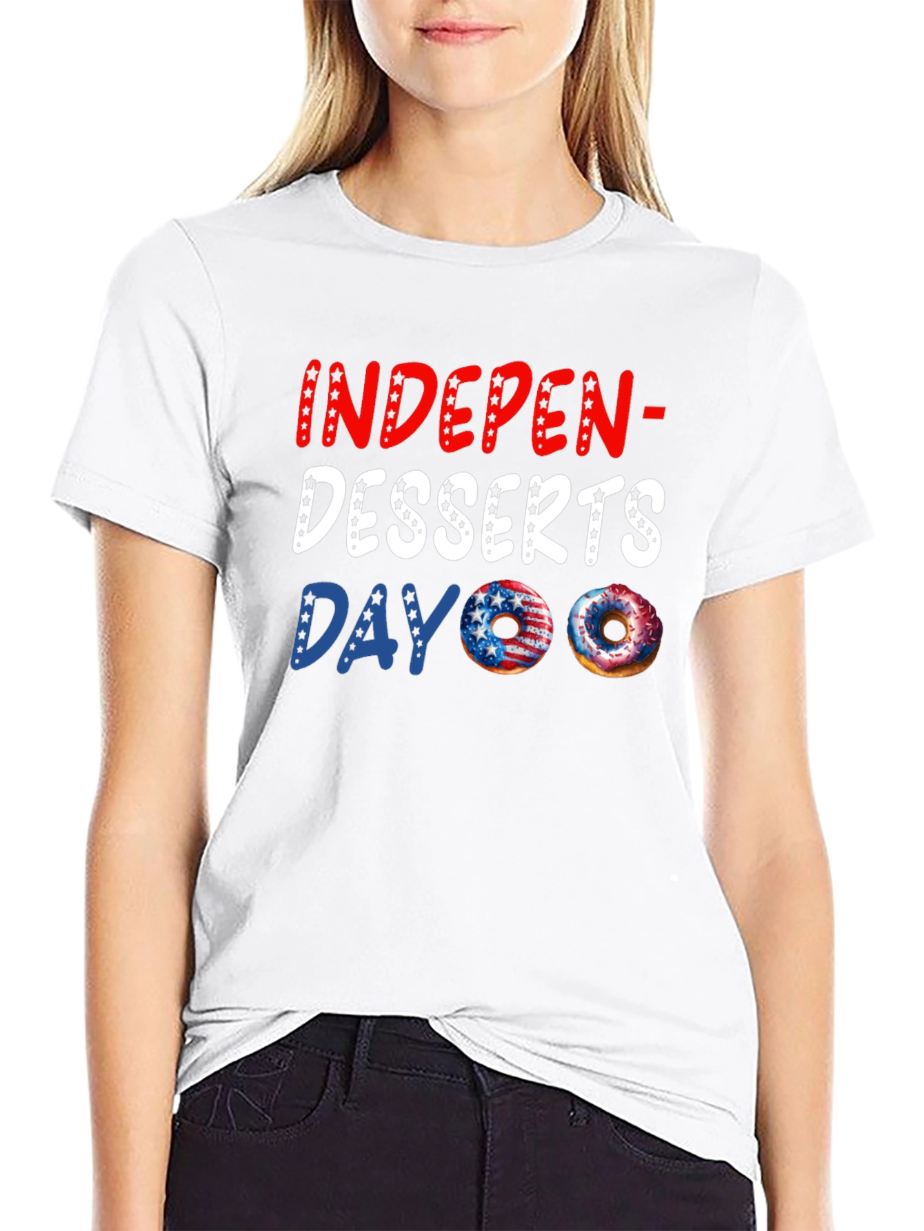 Indepen-Desserts Day T-Shirt Patriotic Donut Tee