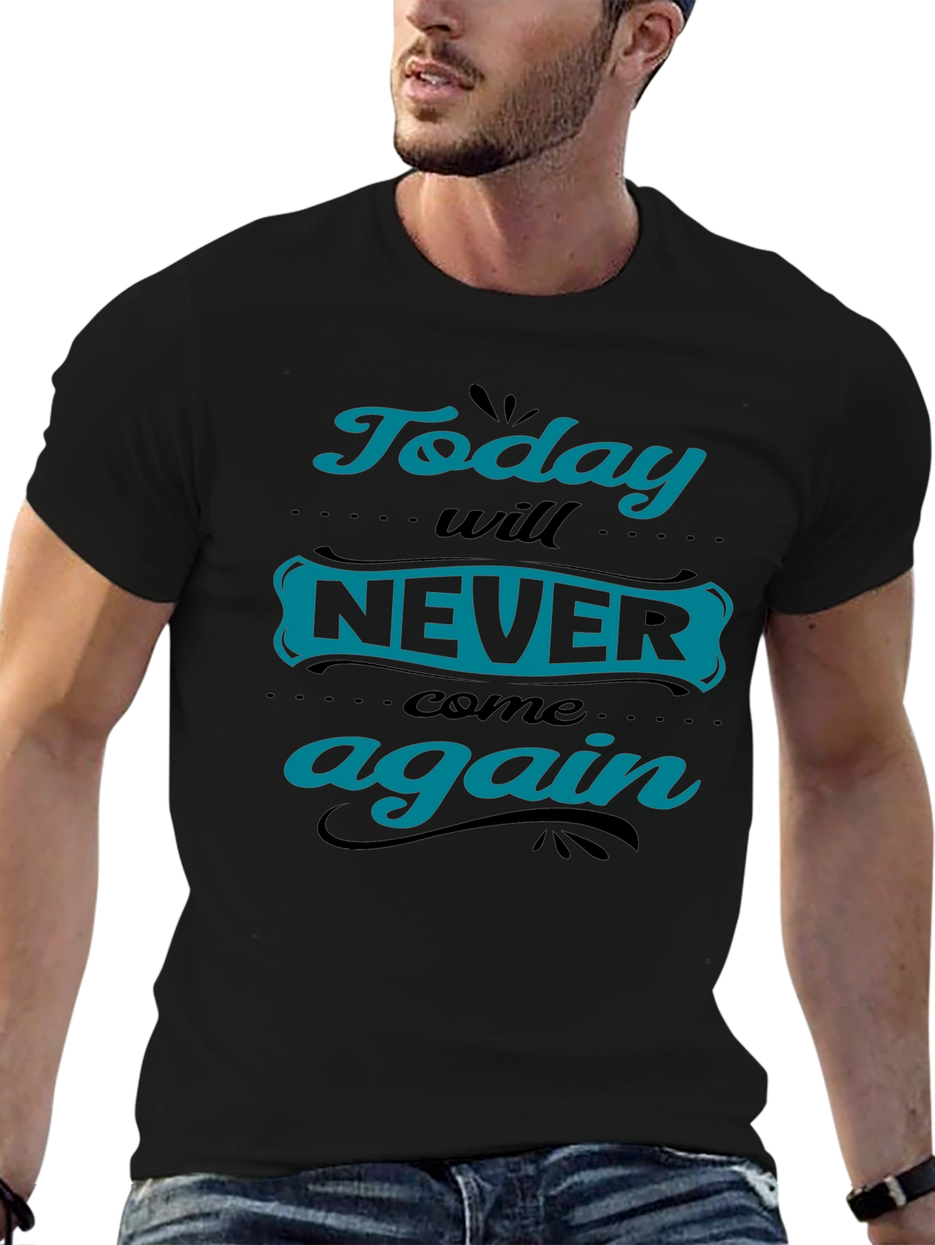 Today Will Never Come Again Black Graphic Tee