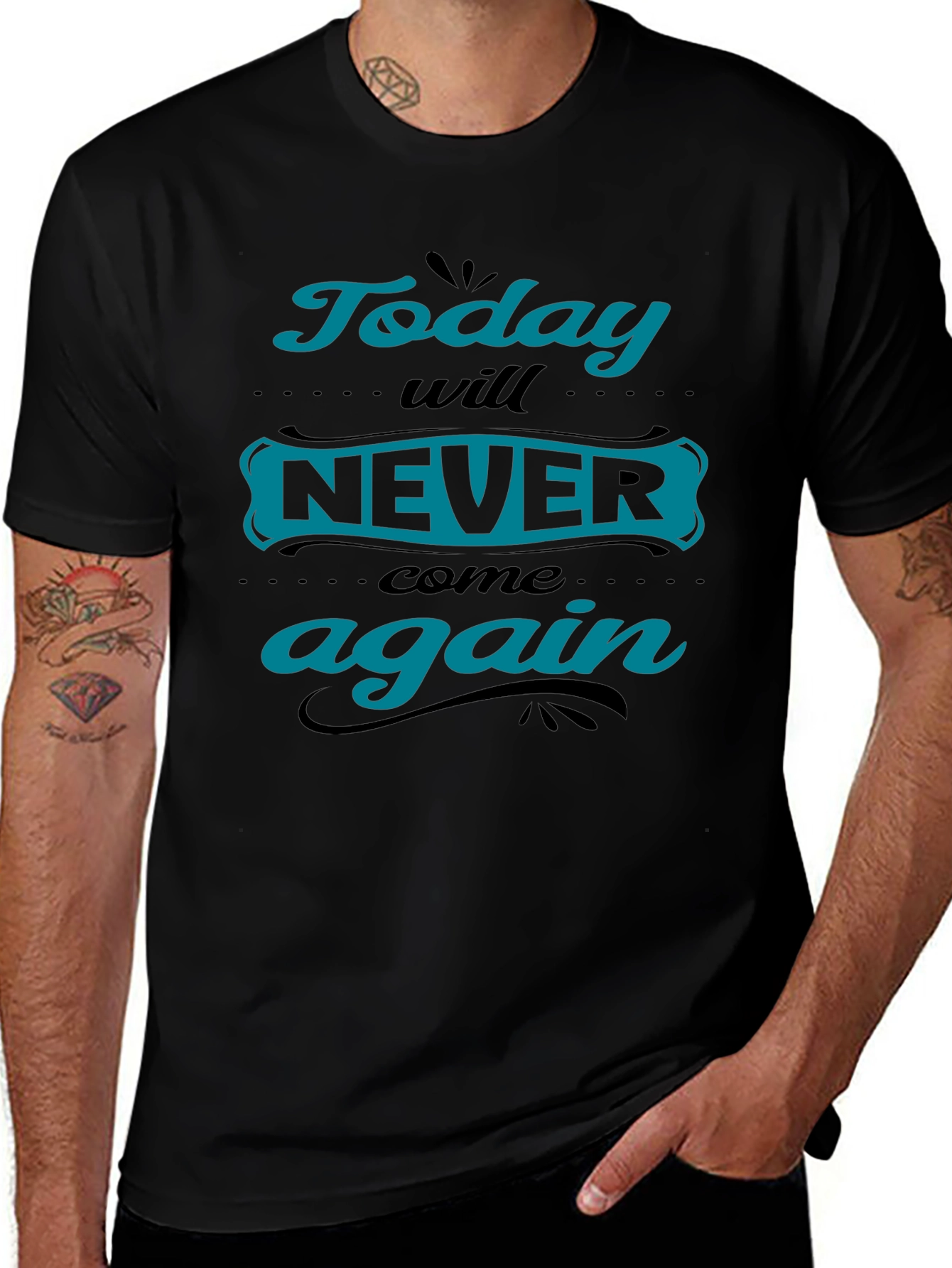 Today Will Never Come Again Black Graphic Tee