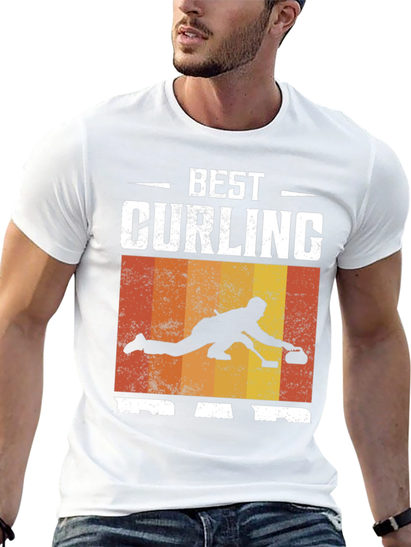 Best Curling Dad T-Shirt Black Graphic Tee