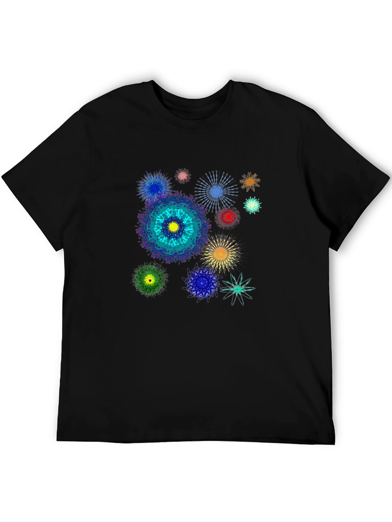 Abstract Mandala Graphic Print Black T-Shirt